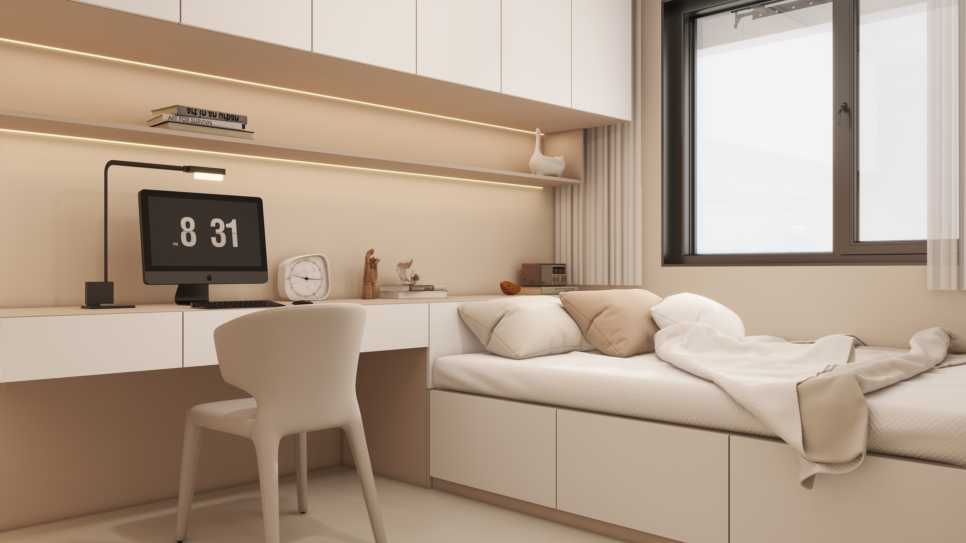 庄育霖-龙凤安澜园130平奶油风4室装修效果图