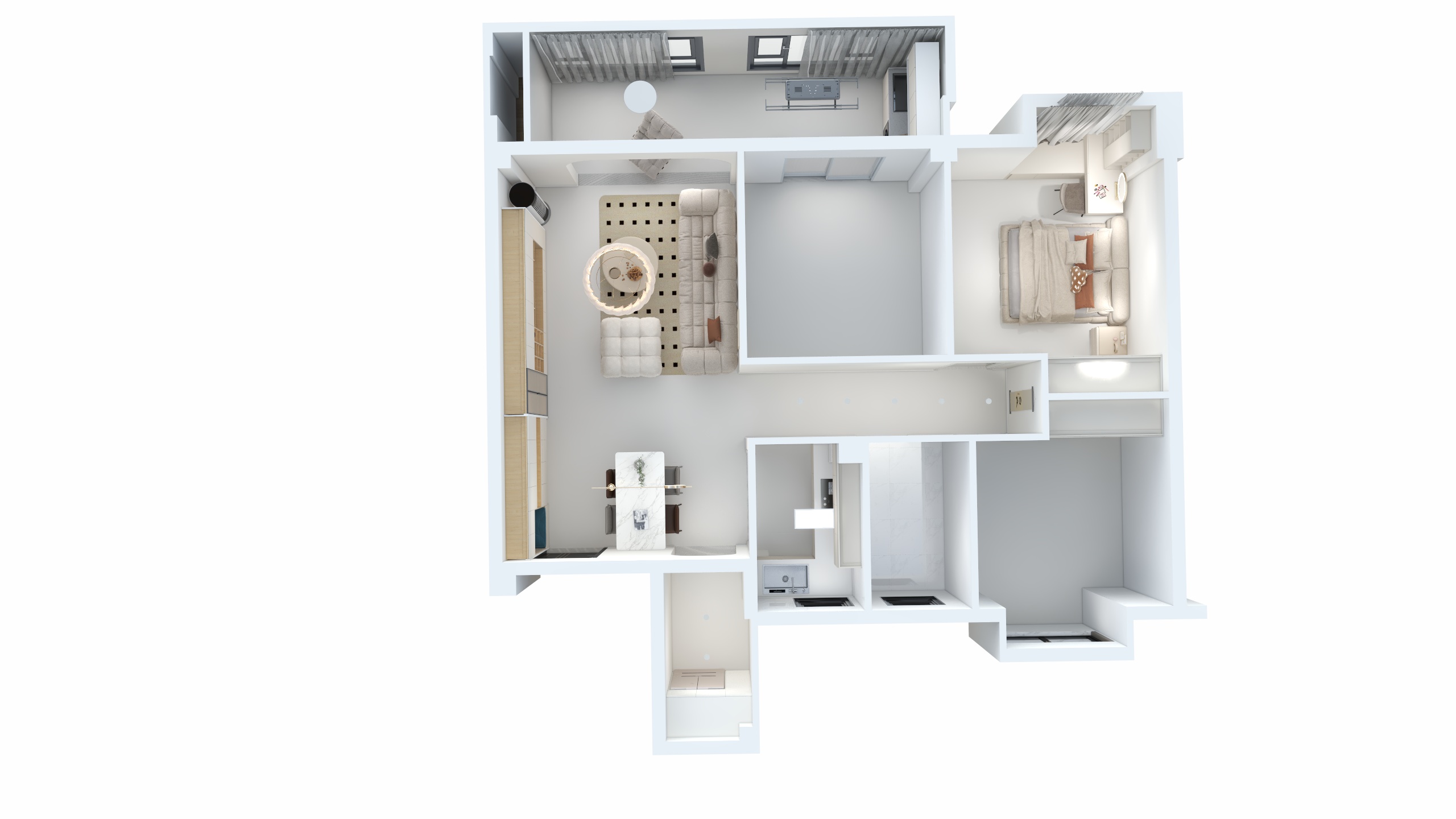 智家整装向设计-美好生活家园99平方奶油风-装修设计方案