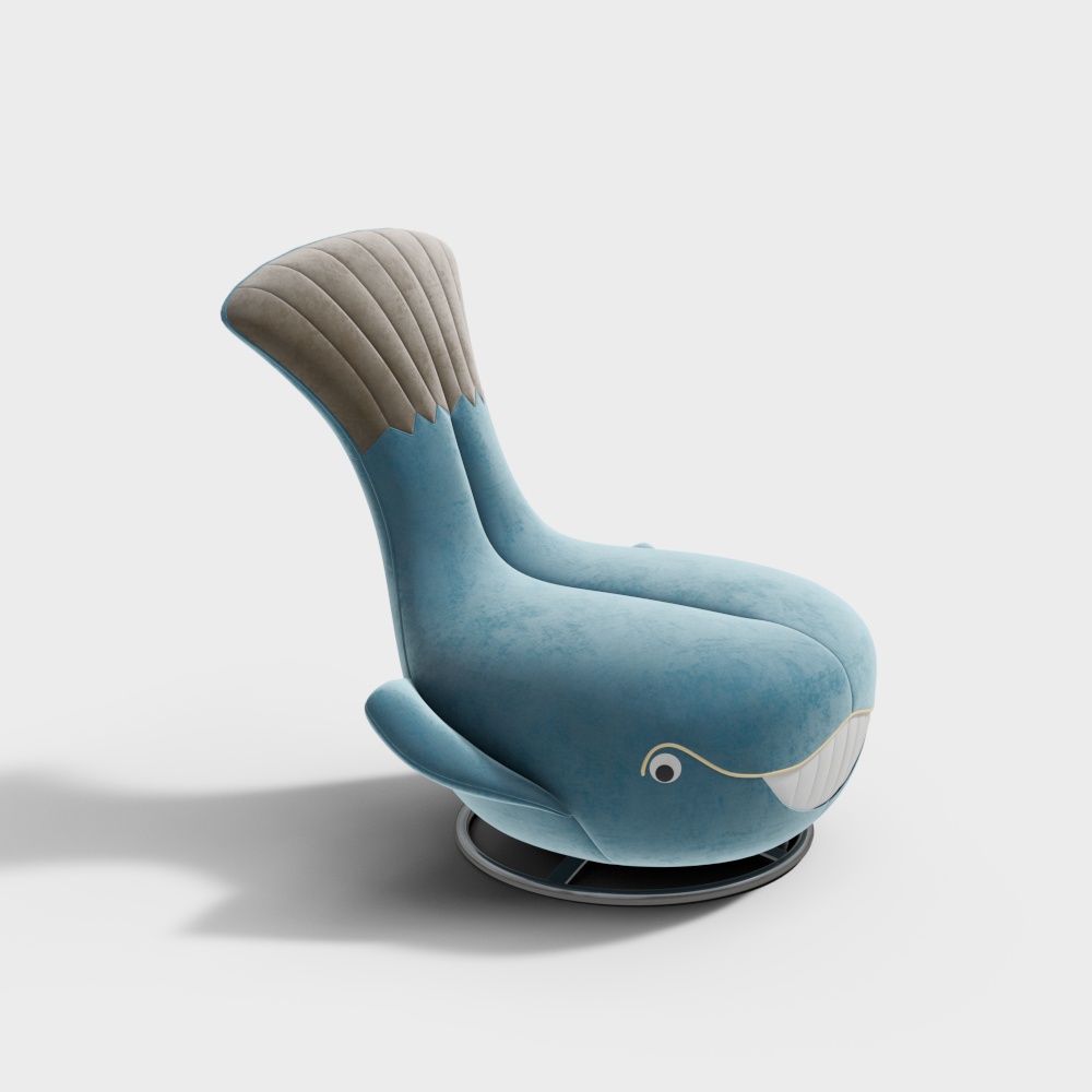 Blue whale kids chair3D模型