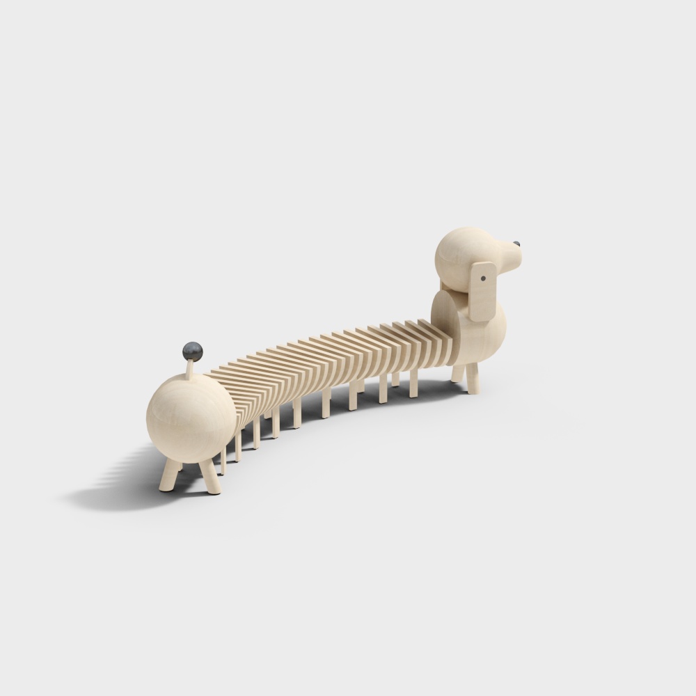 Wooden puppy seat for children3D模型