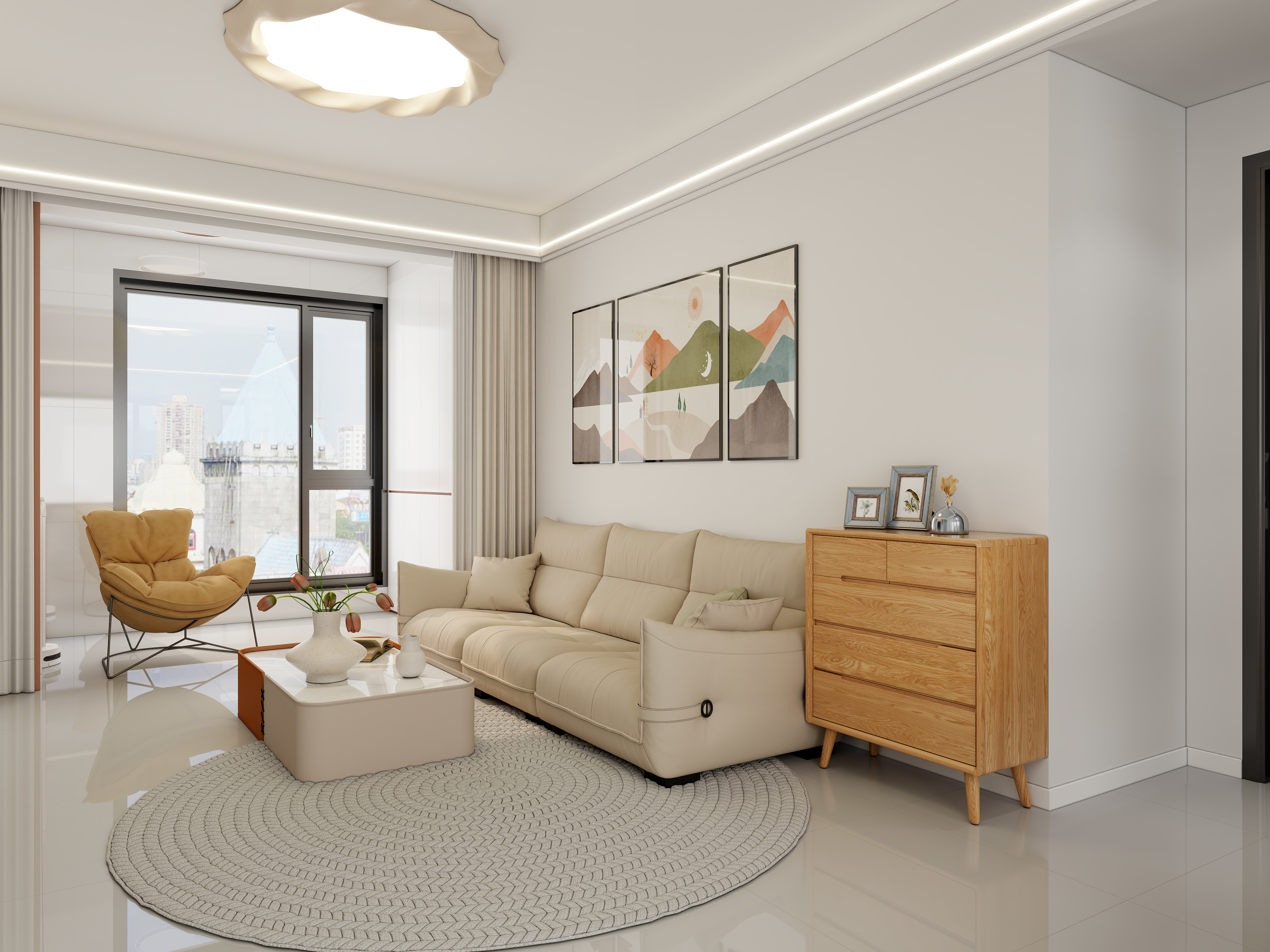 挽苏--88m²+3室+宝能城+现代浅色系-装修设计方案