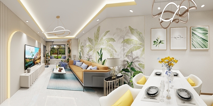 QD设计司-黄岛简约田园清新如花-装修设计方案