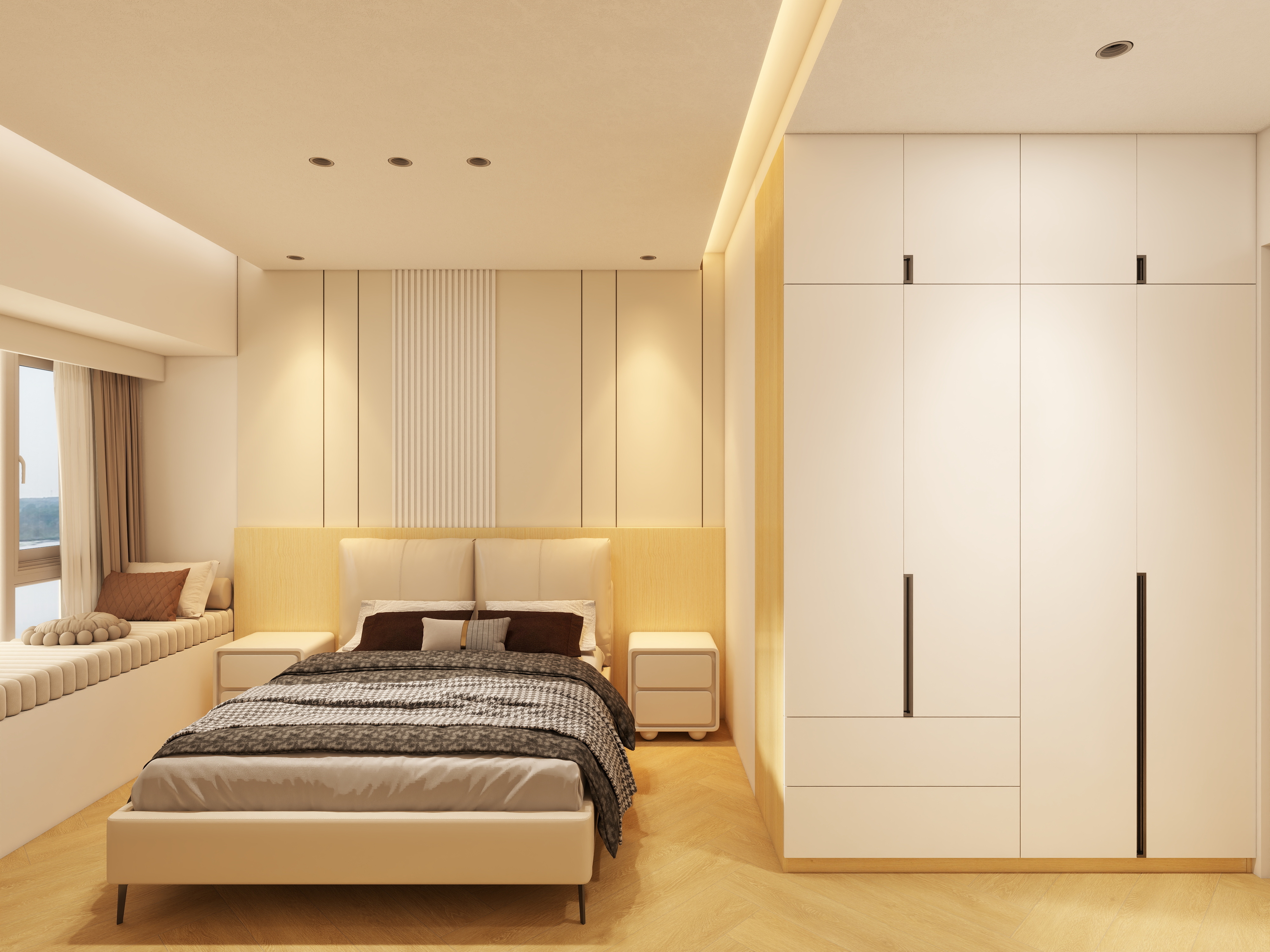 小陈不爱吃橙-碧桂园华侨城·云溪天境现代简约奶油风145㎡4室装修效果图