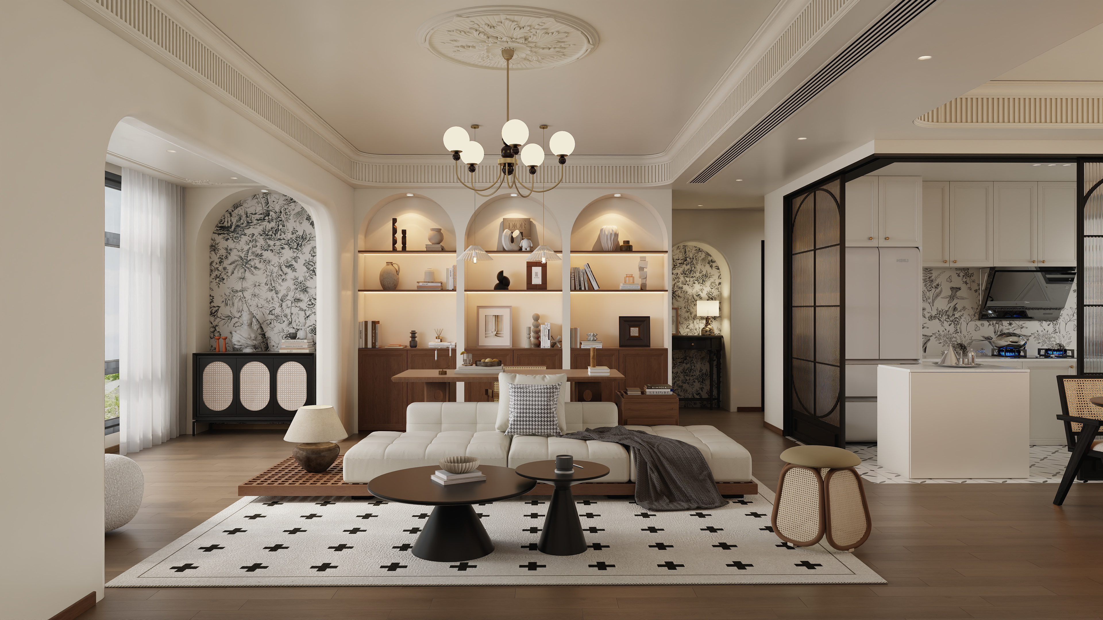 御和视觉-湖城大境140㎡法式复古四室装修效果图