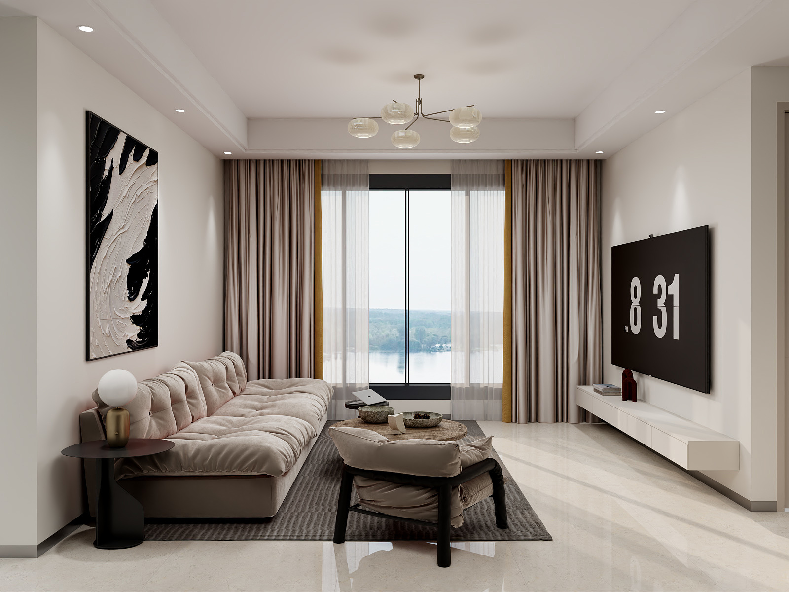 100元设计方案-102m²现代简约风格设计装修效果图