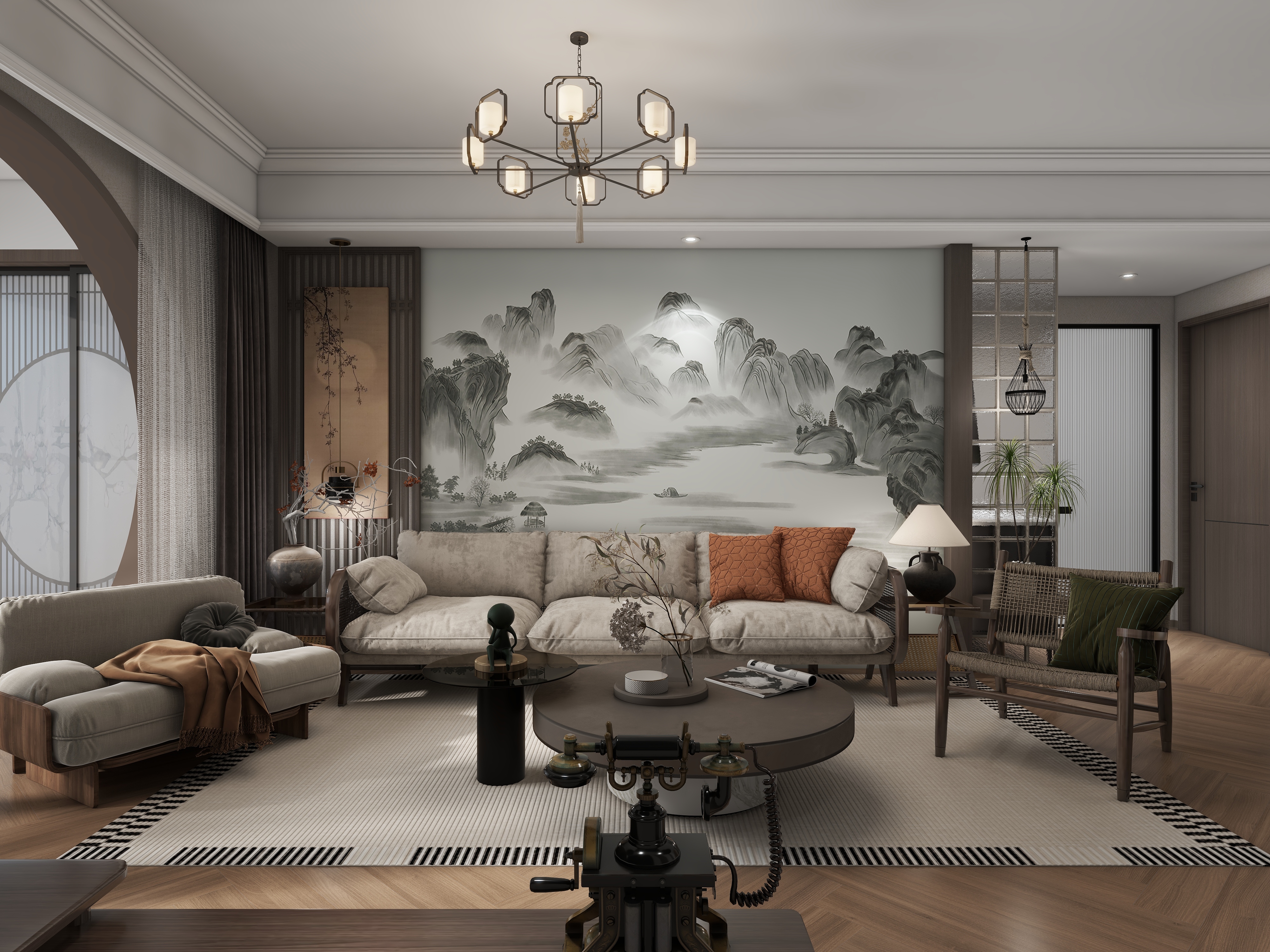 Atlantis一燊珏-山水墨画103㎡三室-装修设计方案