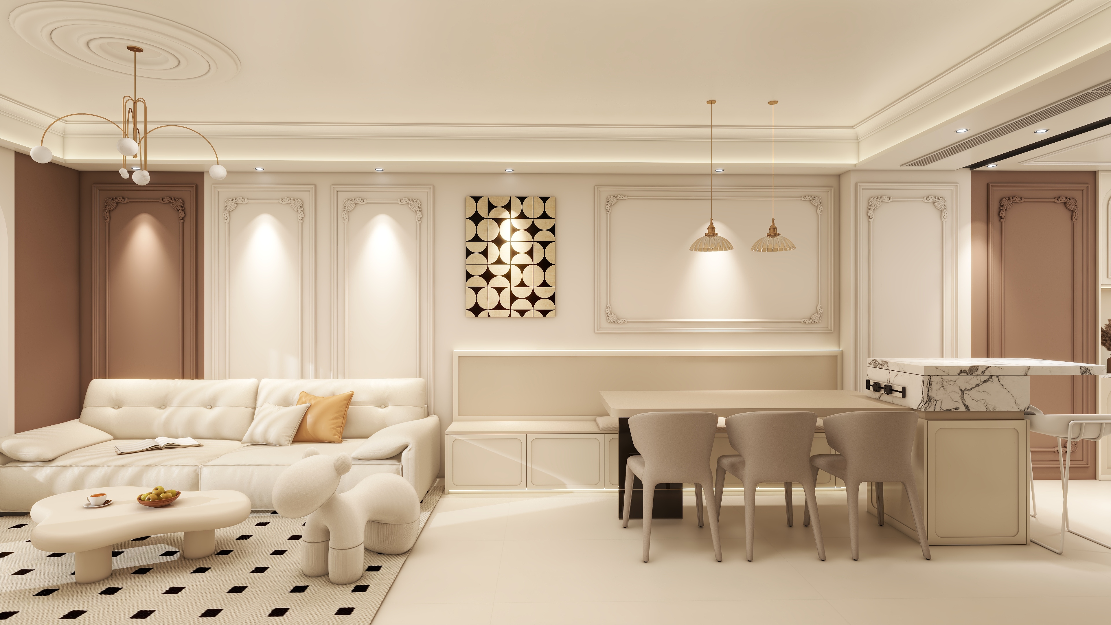 顾佳萤-92㎡三室奶油轻法式-装修设计方案