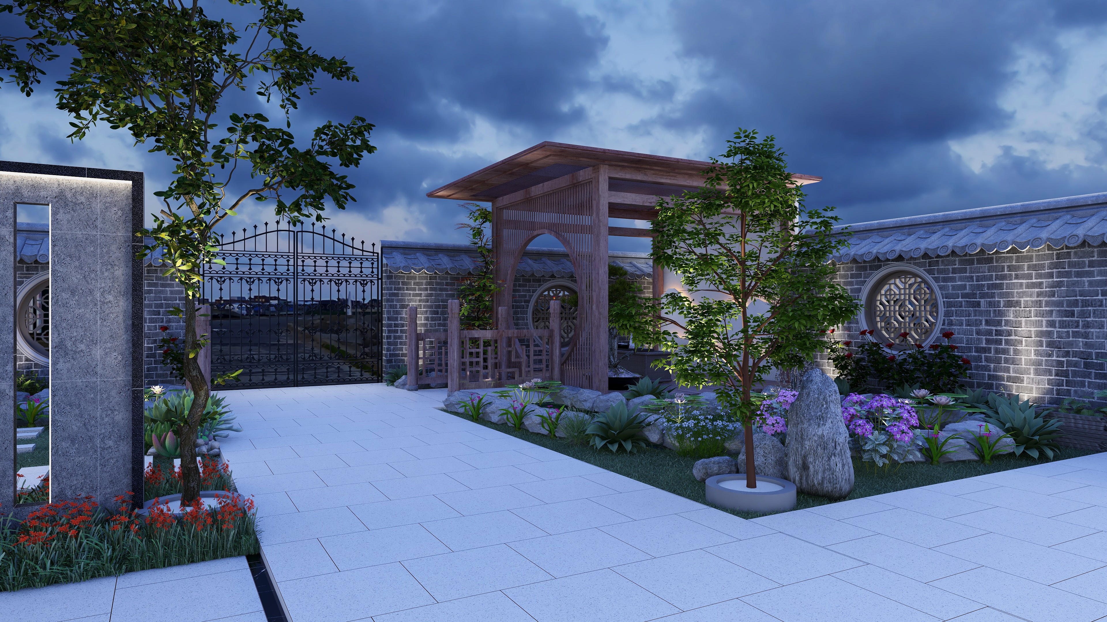 向阳空间表现-新中式庭院-装修设计方案