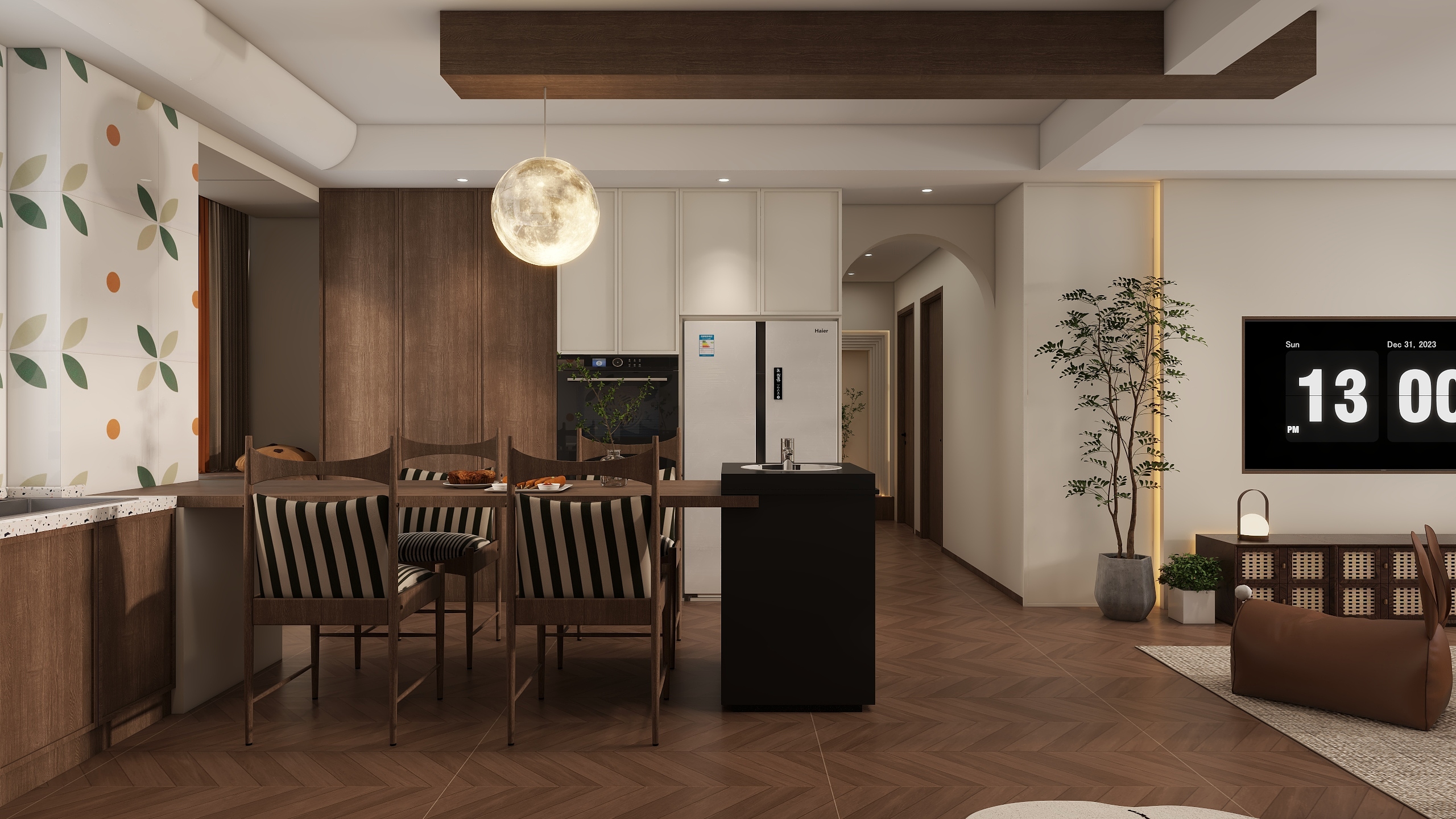 李青越-121方中古风三居室装修效果图