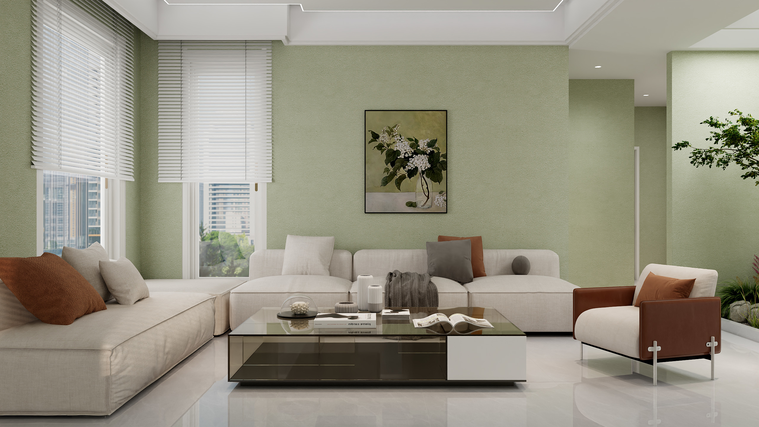 老吕qjBu-万峰郡府现代风格-绿色清凉-装修设计方案