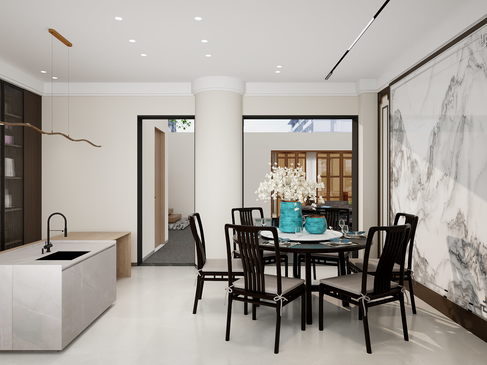 100元设计方案-191m²新中式风格设计装修效果图