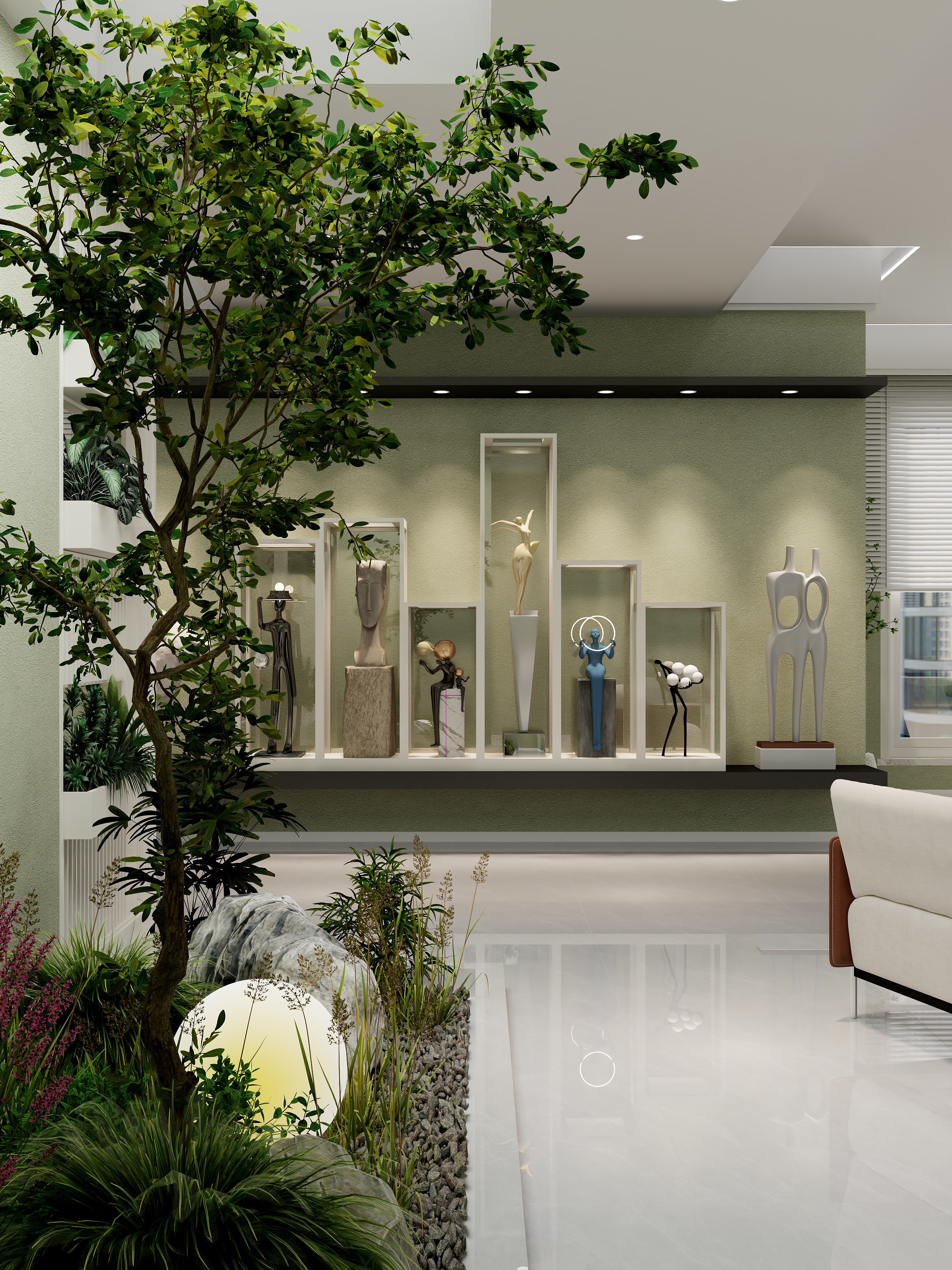 老吕qjBu-万峰郡府现代风格-绿色清凉装修效果图