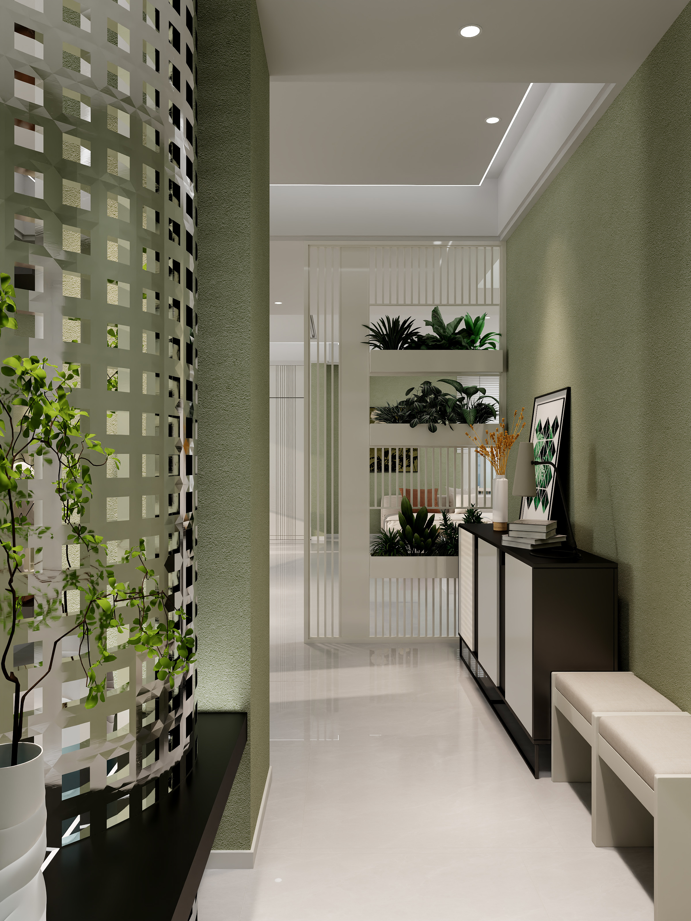 老吕qjBu-万峰郡府现代风格-绿色清凉装修效果图