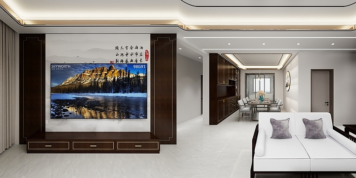 全屋家具一体定制-峯樾府-新中式136.43-装修设计方案