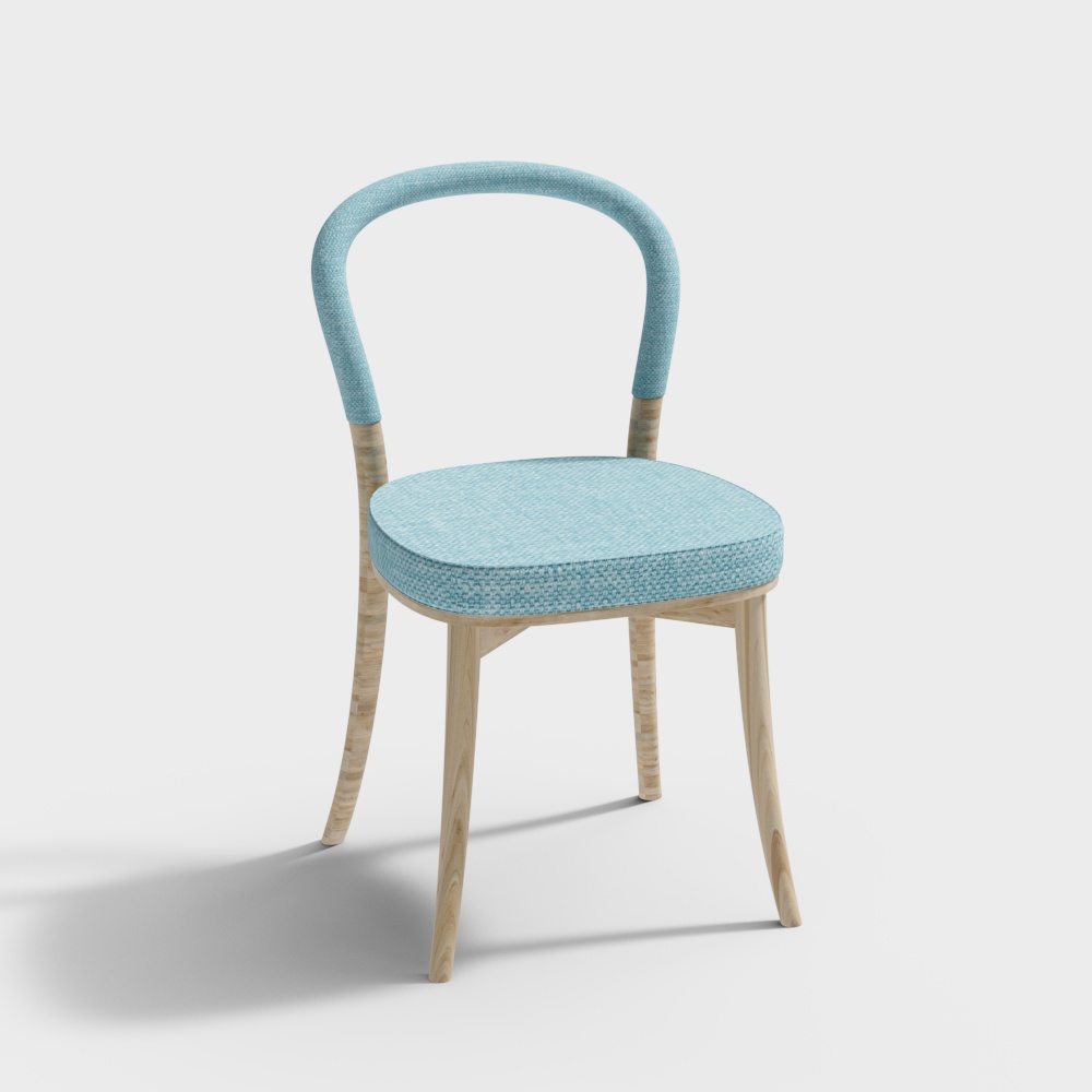 Cassina goteborg Wooden blue chair with back3D模型