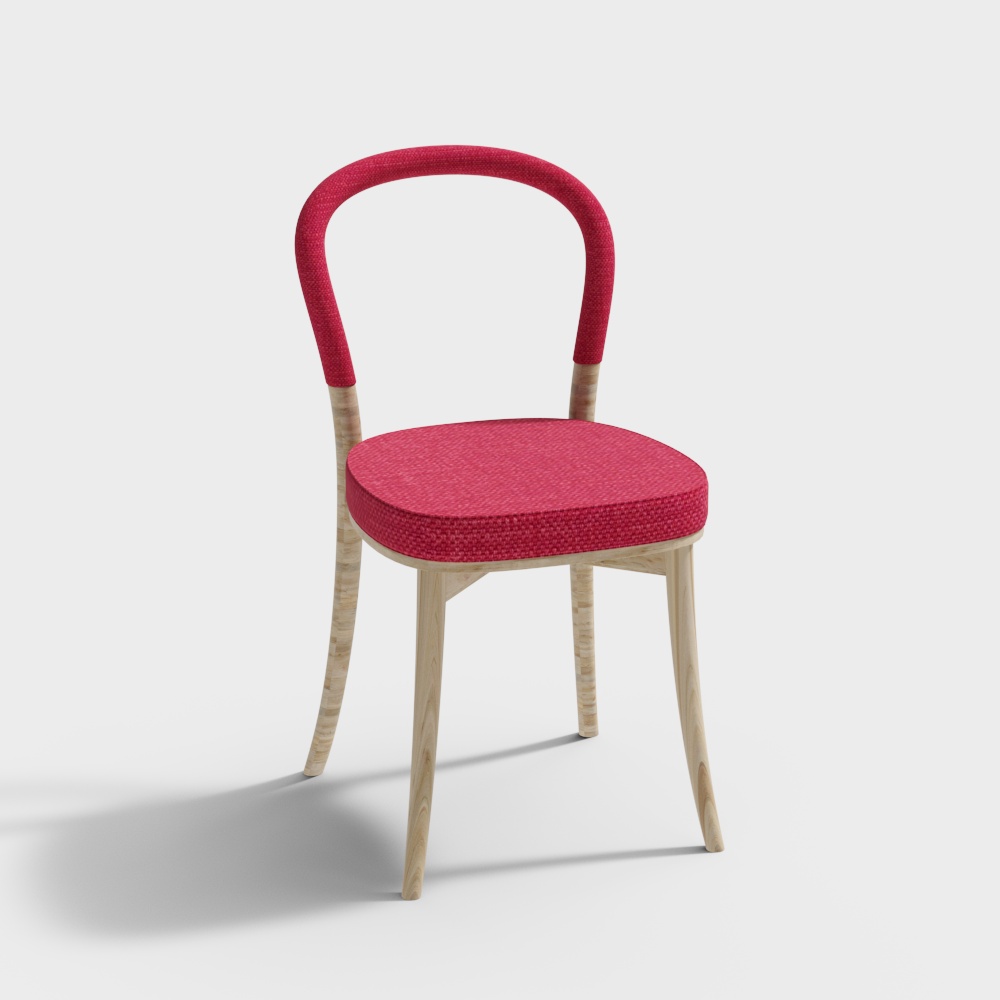 Cassina goteborg Wooden red chair3D模型