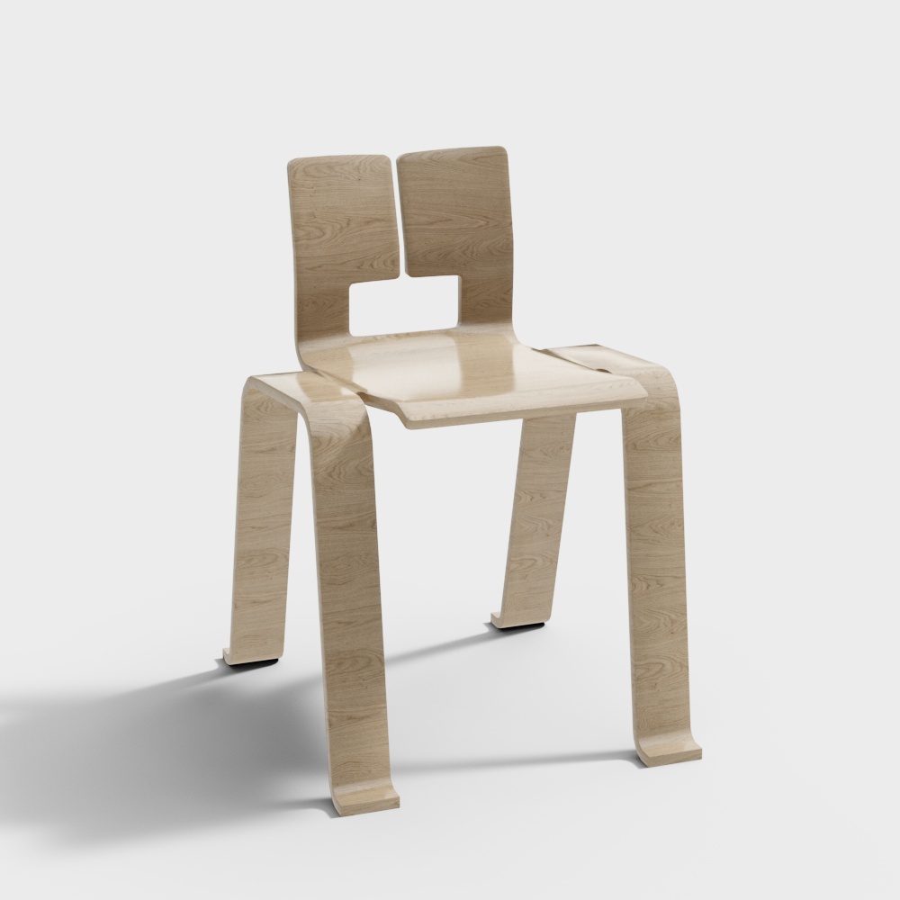Cassina ombra tokio Wooden chair3D模型