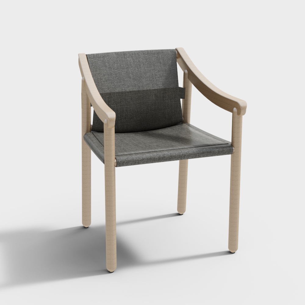 Cassina  MAGISTRETTI LP Wooden grey chair with bac3D模型