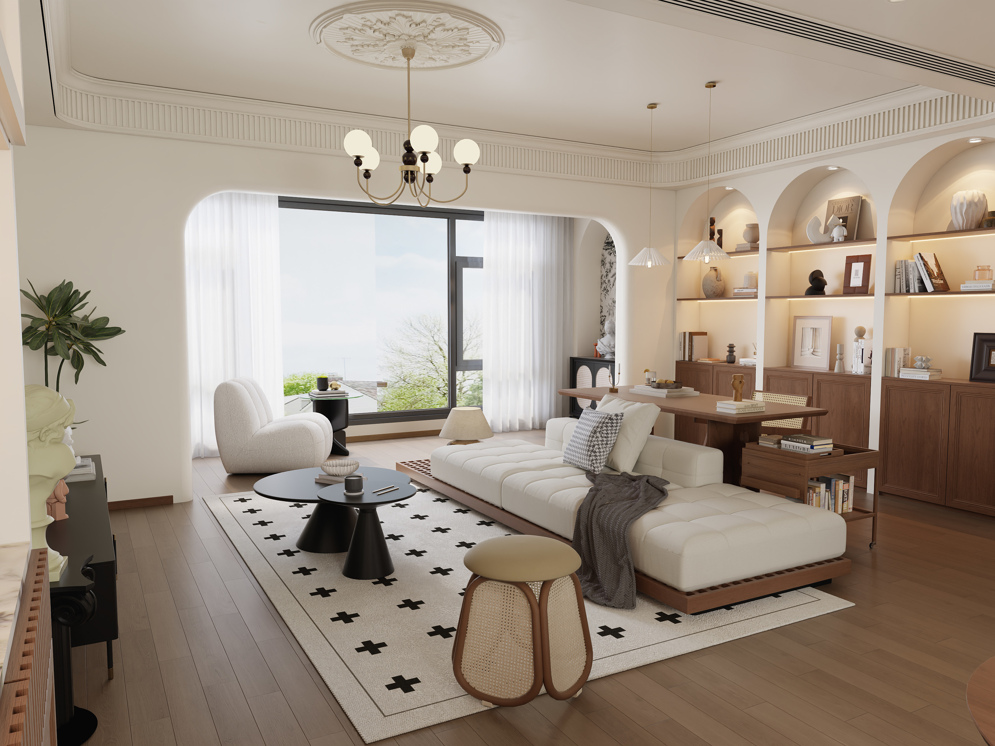 御和视觉-湖城大境140㎡法式复古四室装修效果图