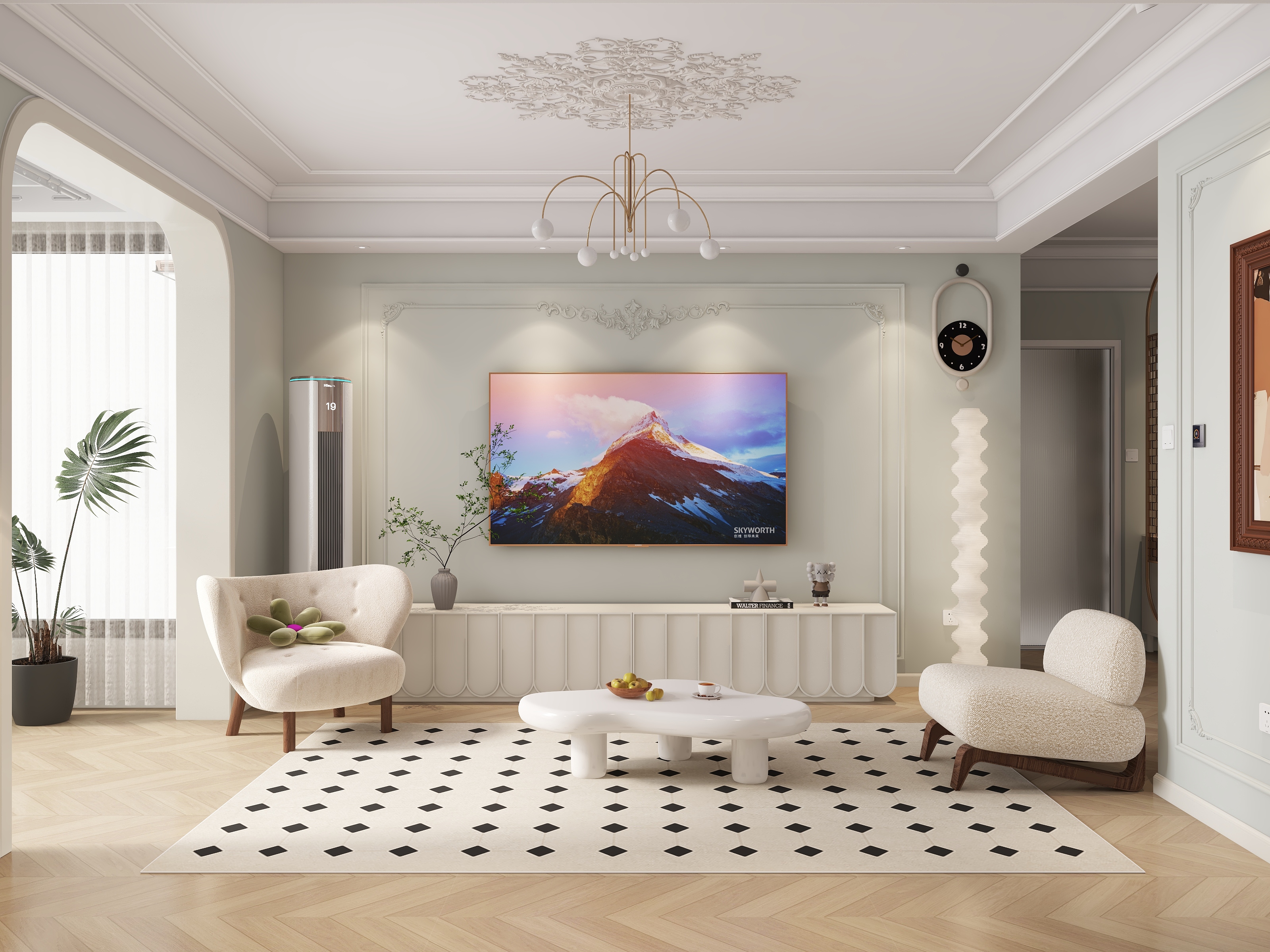 秦宏光-平安大宅设计师-【维多利亚翠景园】94㎡两室 -法式奶油风-装修设计方案