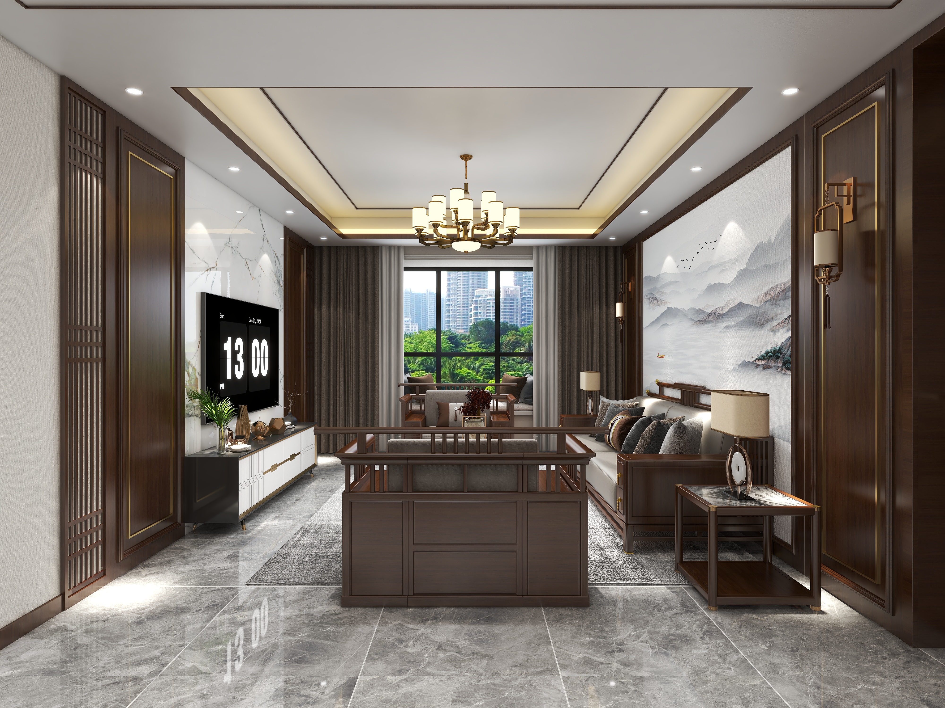 景成鸿彦-军兴小区-新中式风格装修效果图