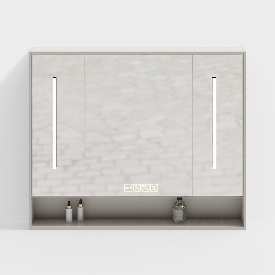 White Mirror Cabinet 3D Model for Bathroom Storage