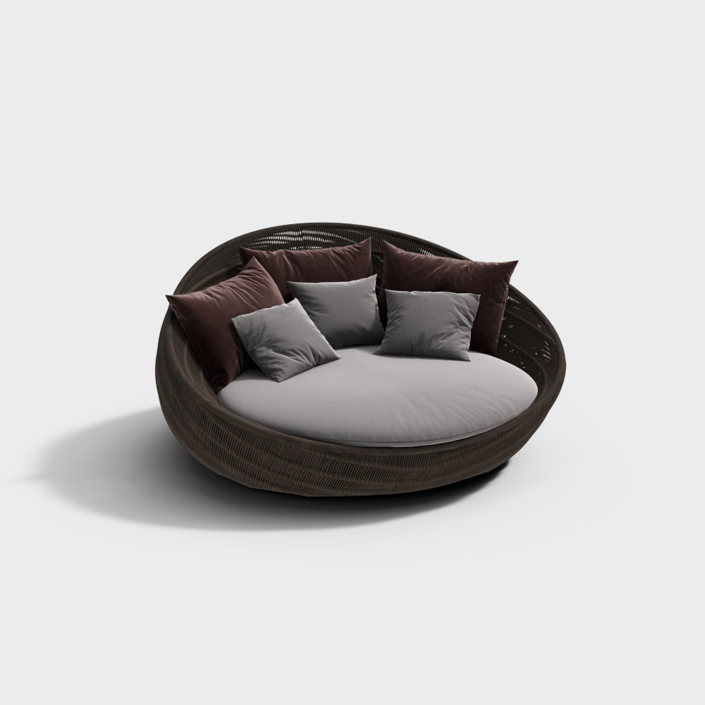 Modern outdoor rattan woven multi-person sofa3D模型