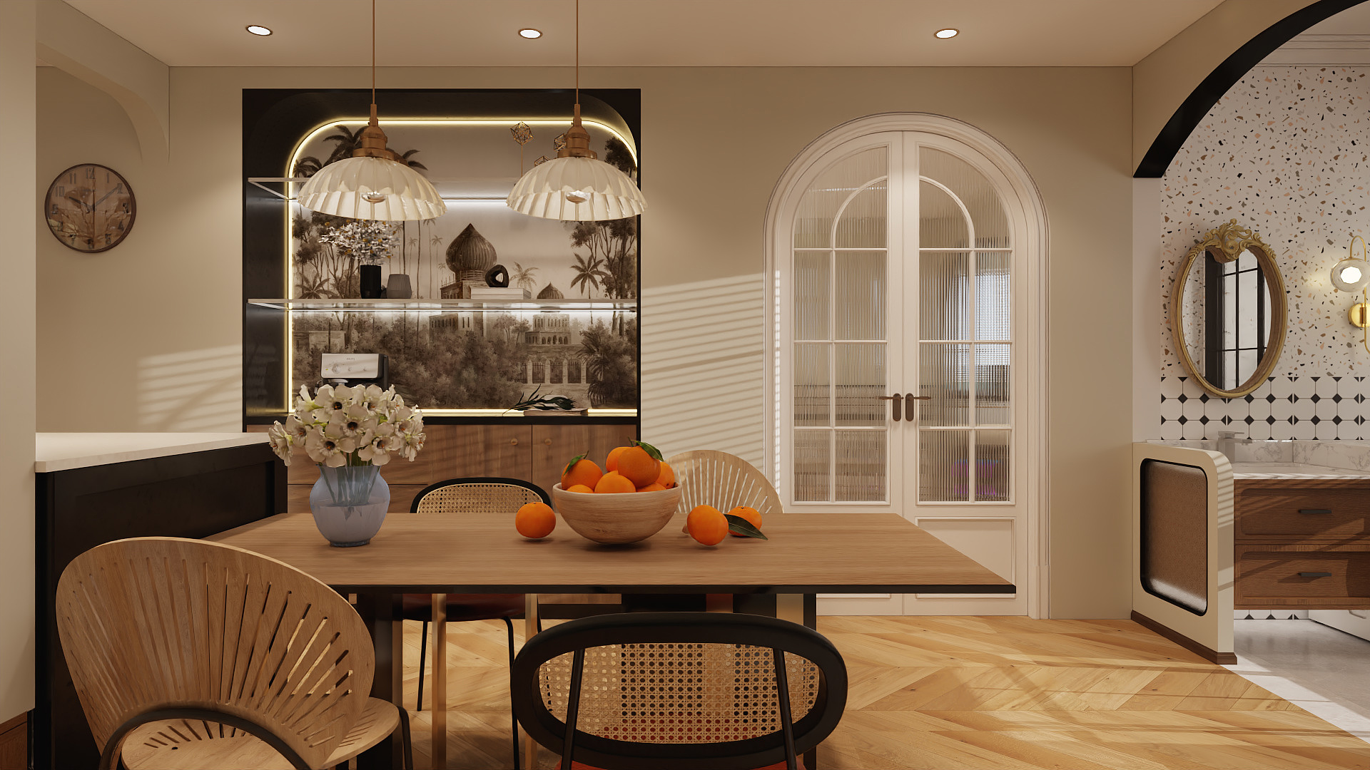 A周素人设计-82㎡2室法式复古装修效果图