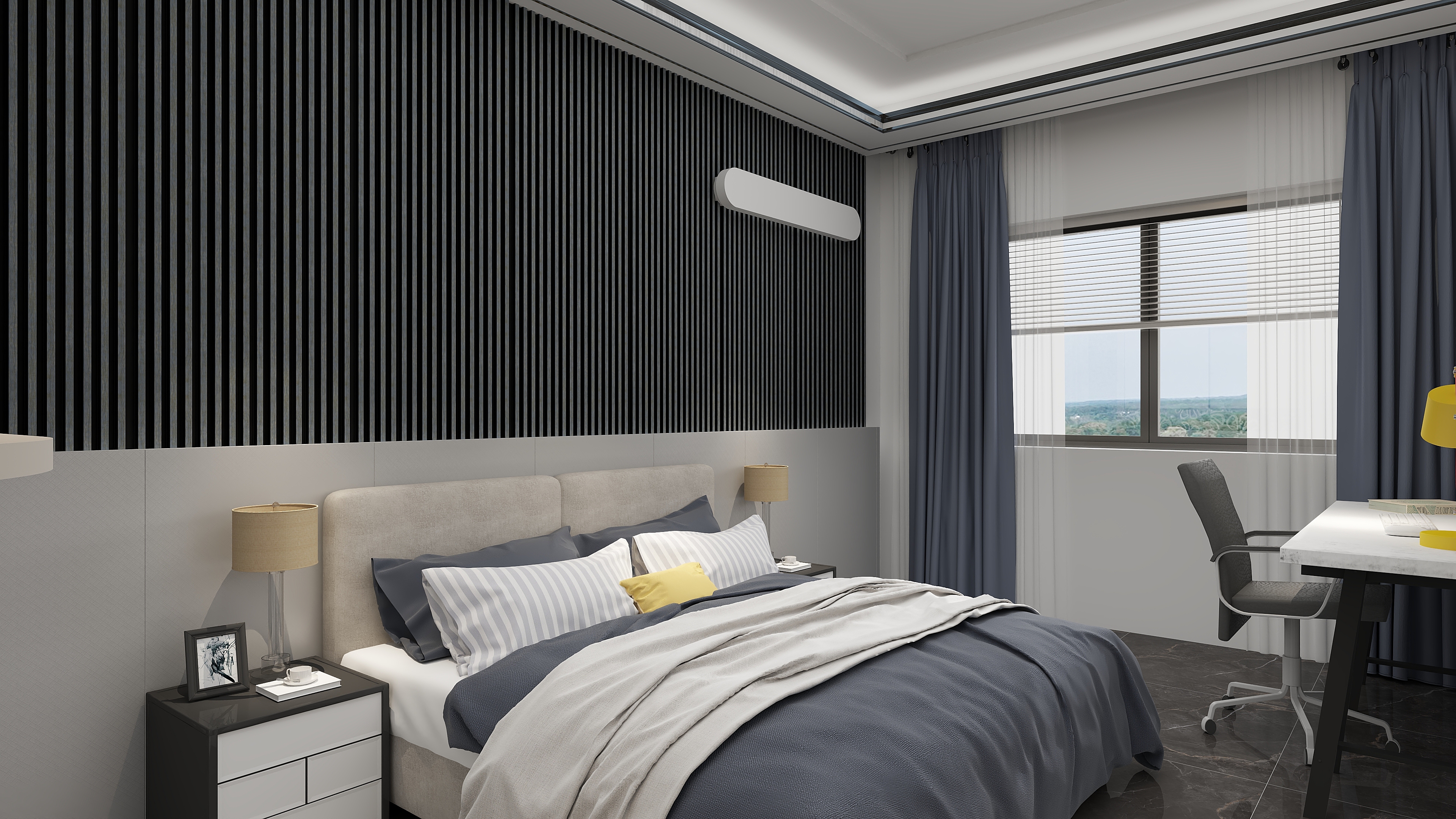 张俊伟062-现代简约133㎡3室装修效果图