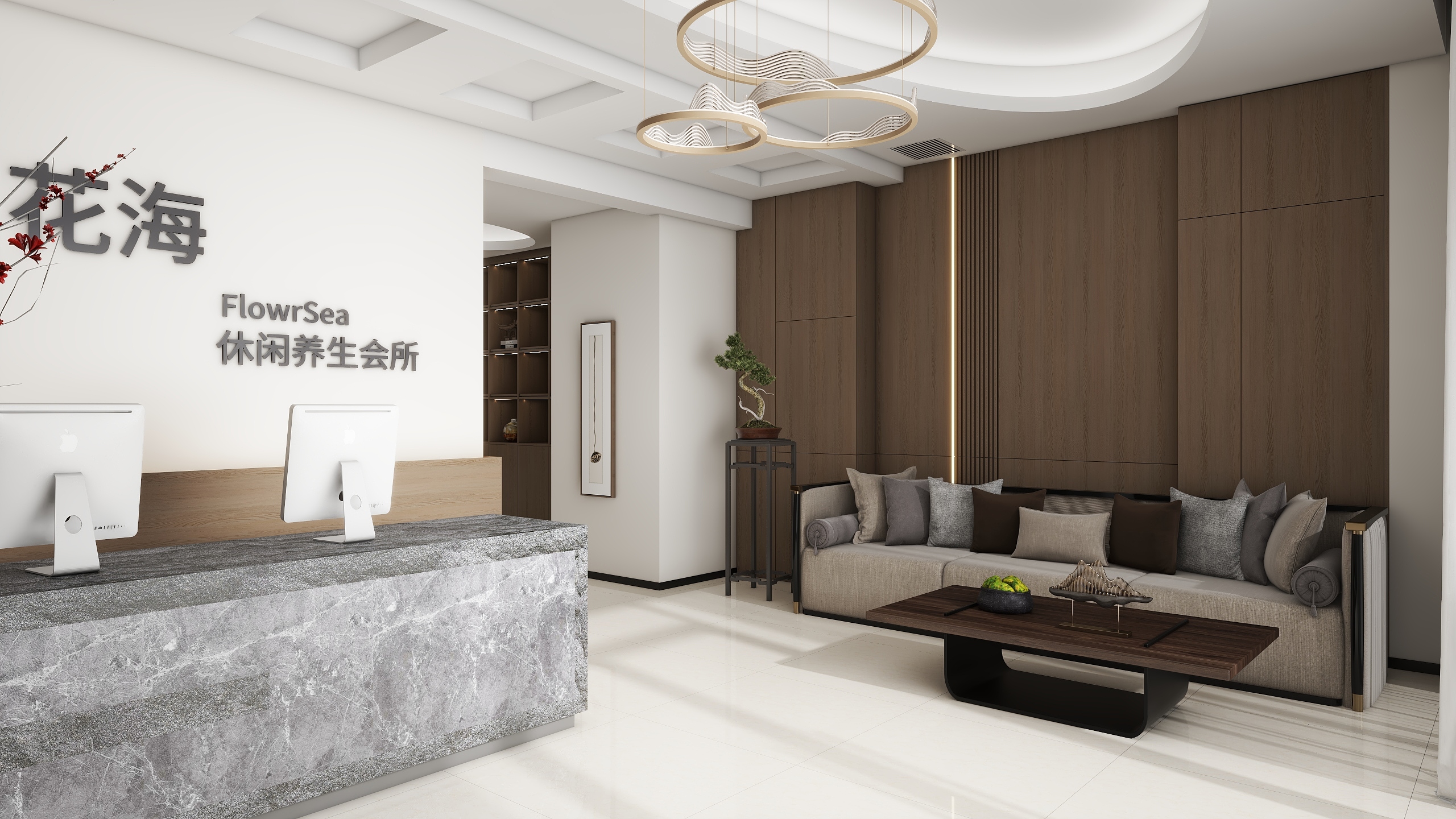 ONE丨DESIGN丨刘辰尧-养生会所大厅走廊-装修设计方案