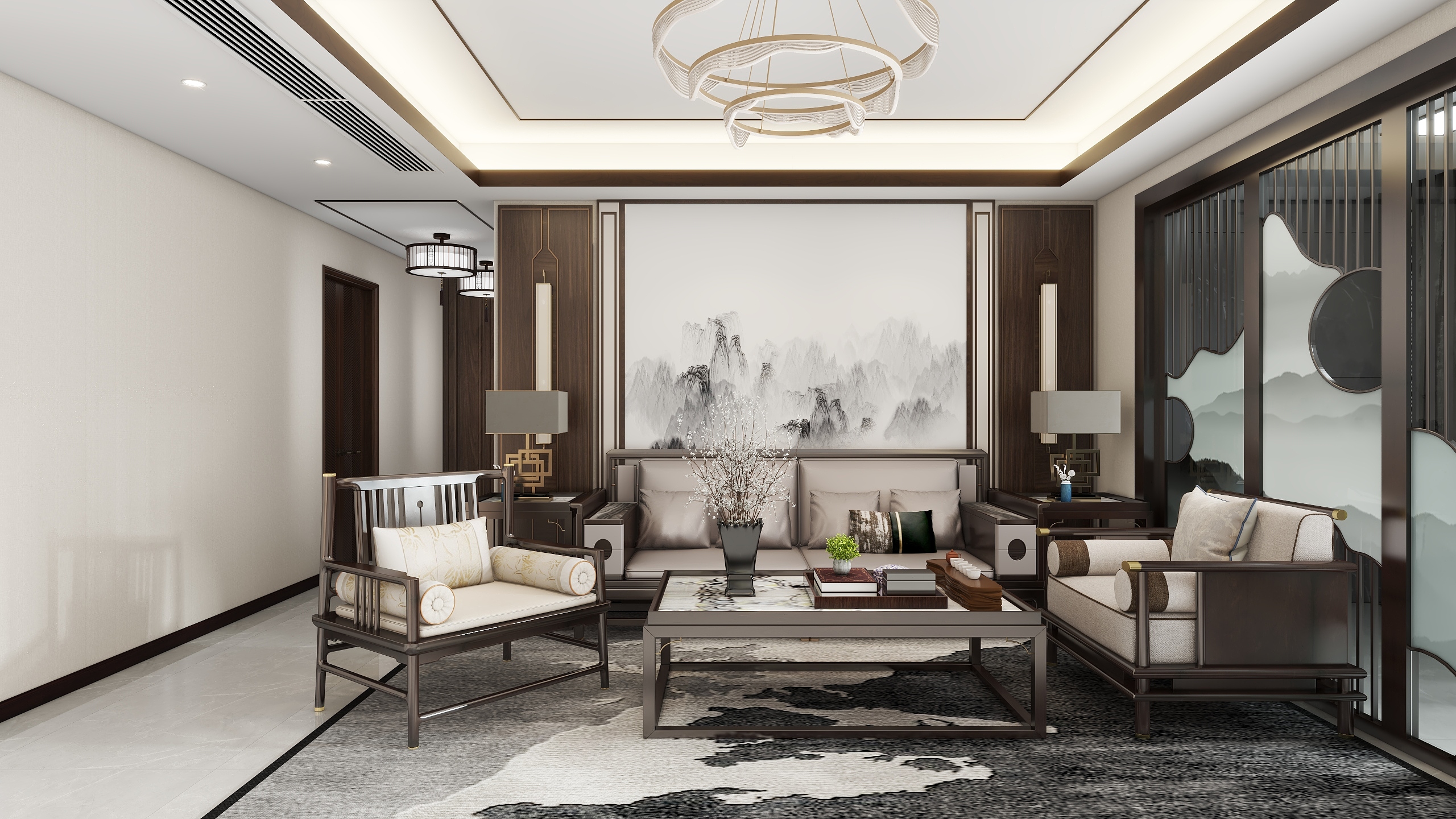 全屋定制设计321-新中式-176㎡4室-装修设计方案