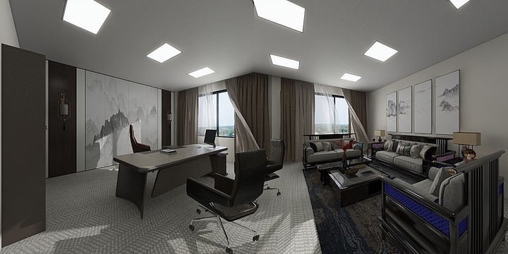 大宅美墅空间设计-采石矶办公室三楼施工图-装修设计方案