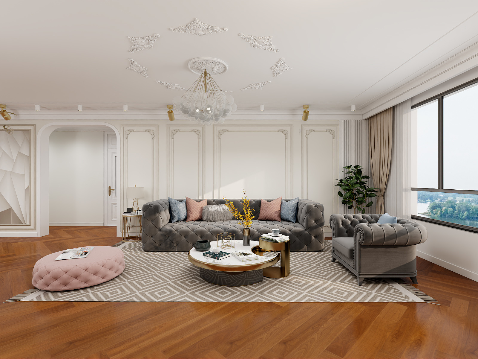 100元设计方案-206m²简欧风格装修效果图