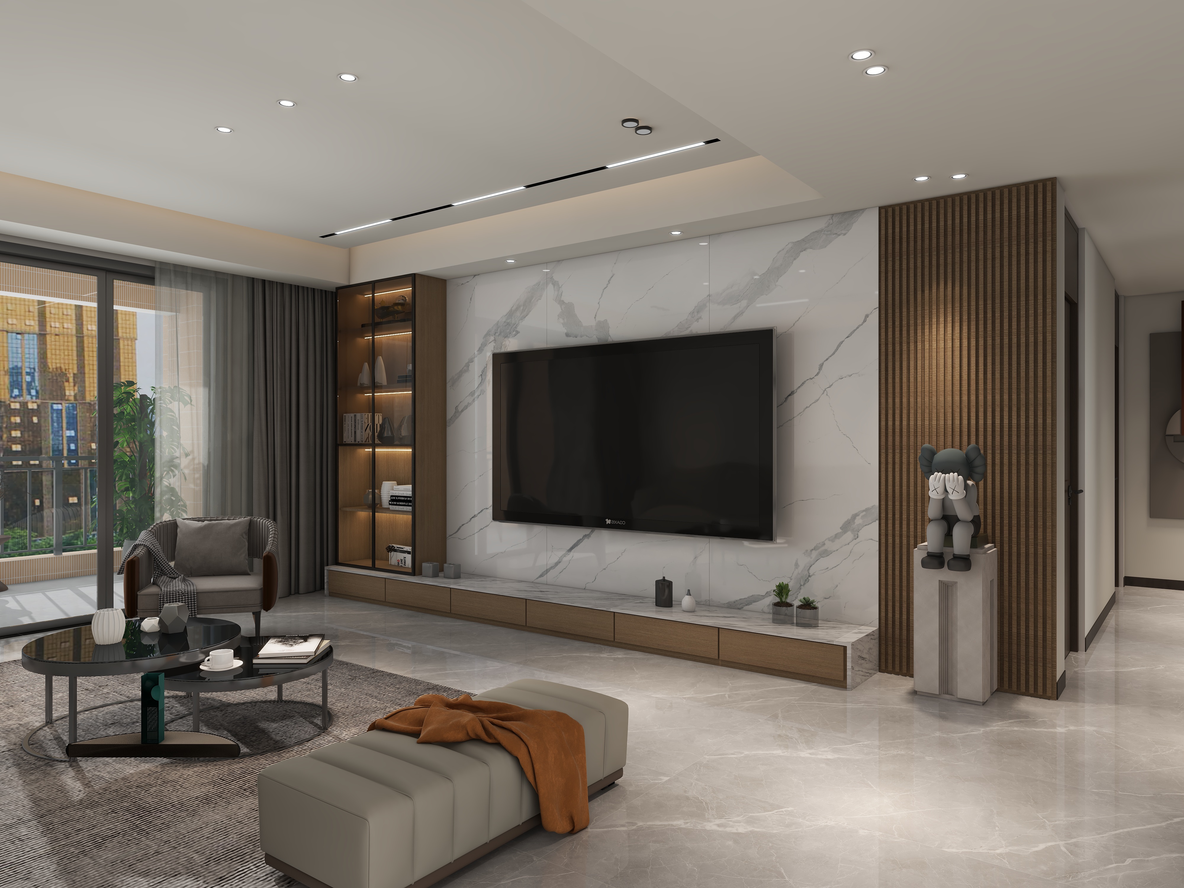 广州先荣装饰-锦绣新天地200方大平层客餐厅-装修设计方案