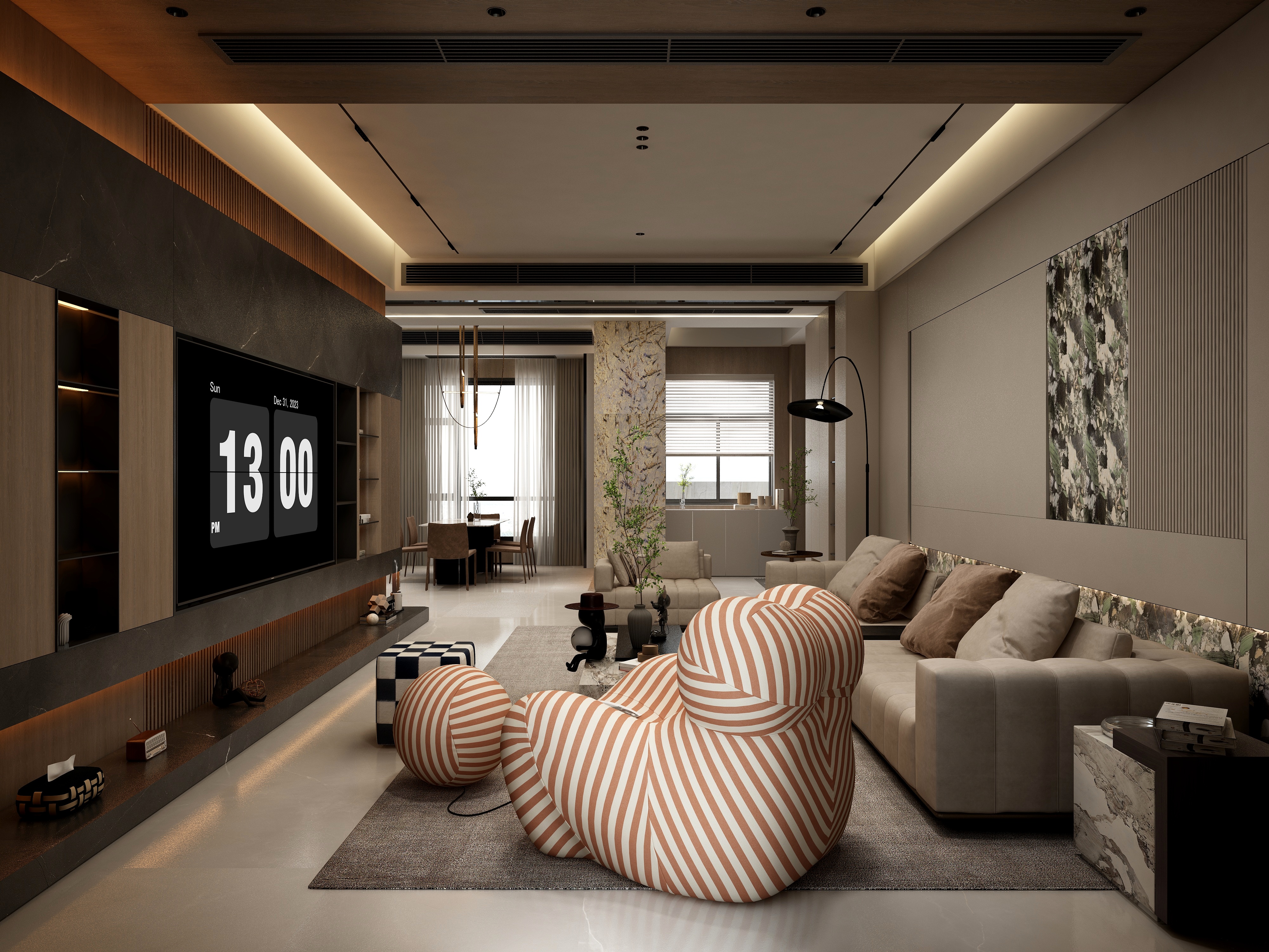 张煜强煜境设计-287平米意式轻奢别墅装修效果图