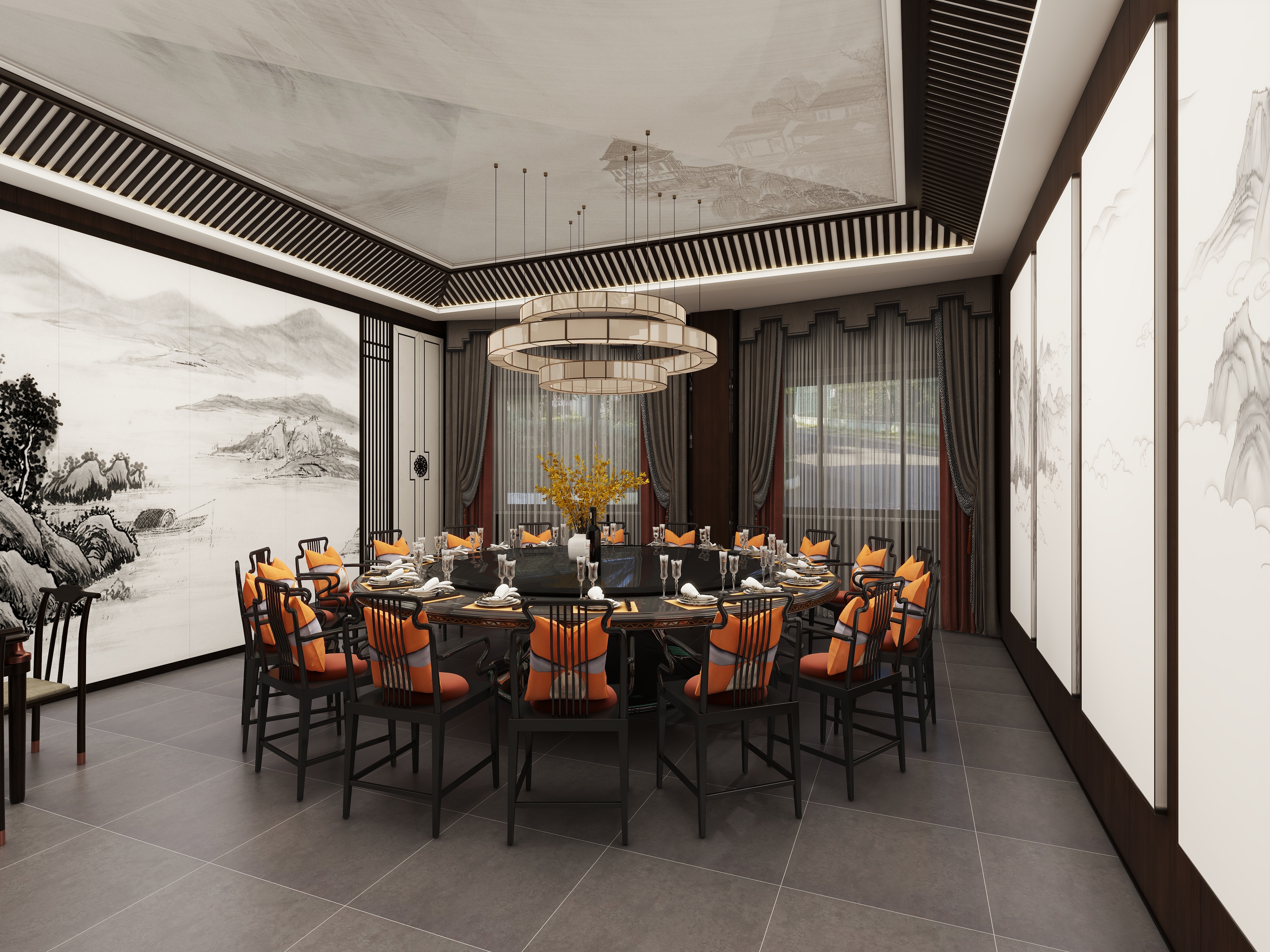 晓明设计工作室.-新中式113㎡装修效果图