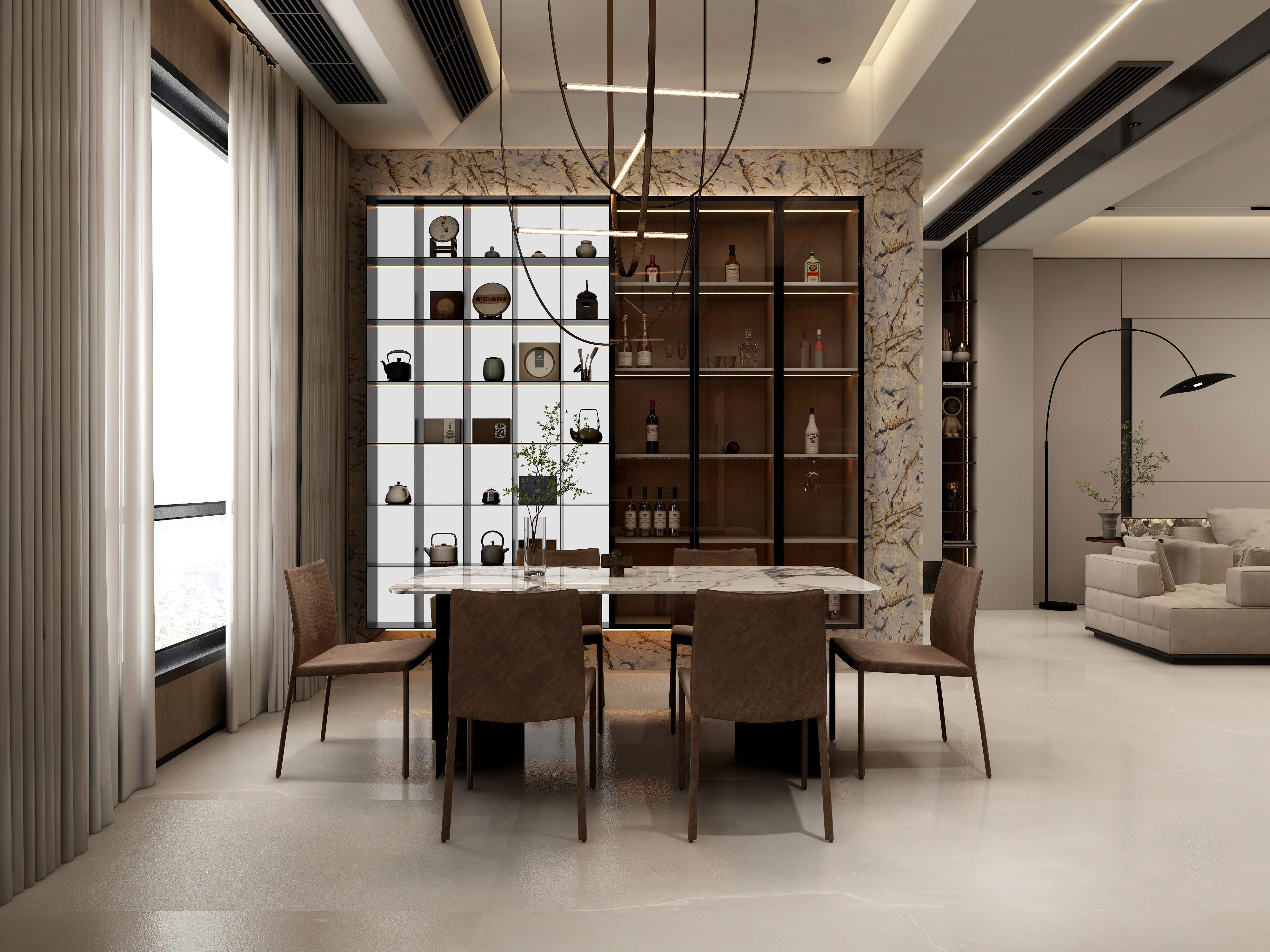 张煜强煜境设计-287平米意式轻奢别墅装修效果图