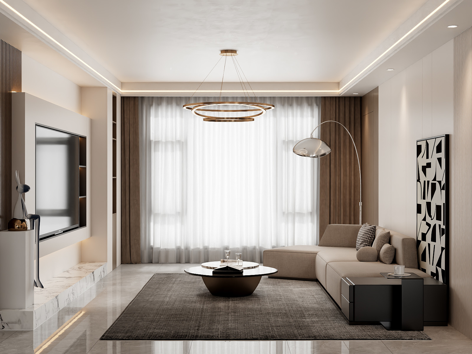 吴爽-117m²现代轻奢风格设计装修效果图