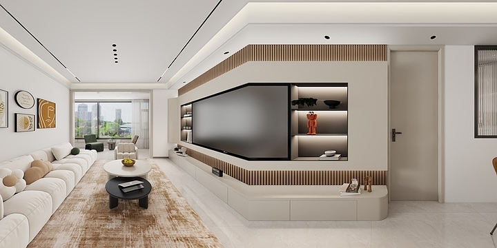 馨诚装饰效果-荣民国宾府130-奶油风-装修设计方案