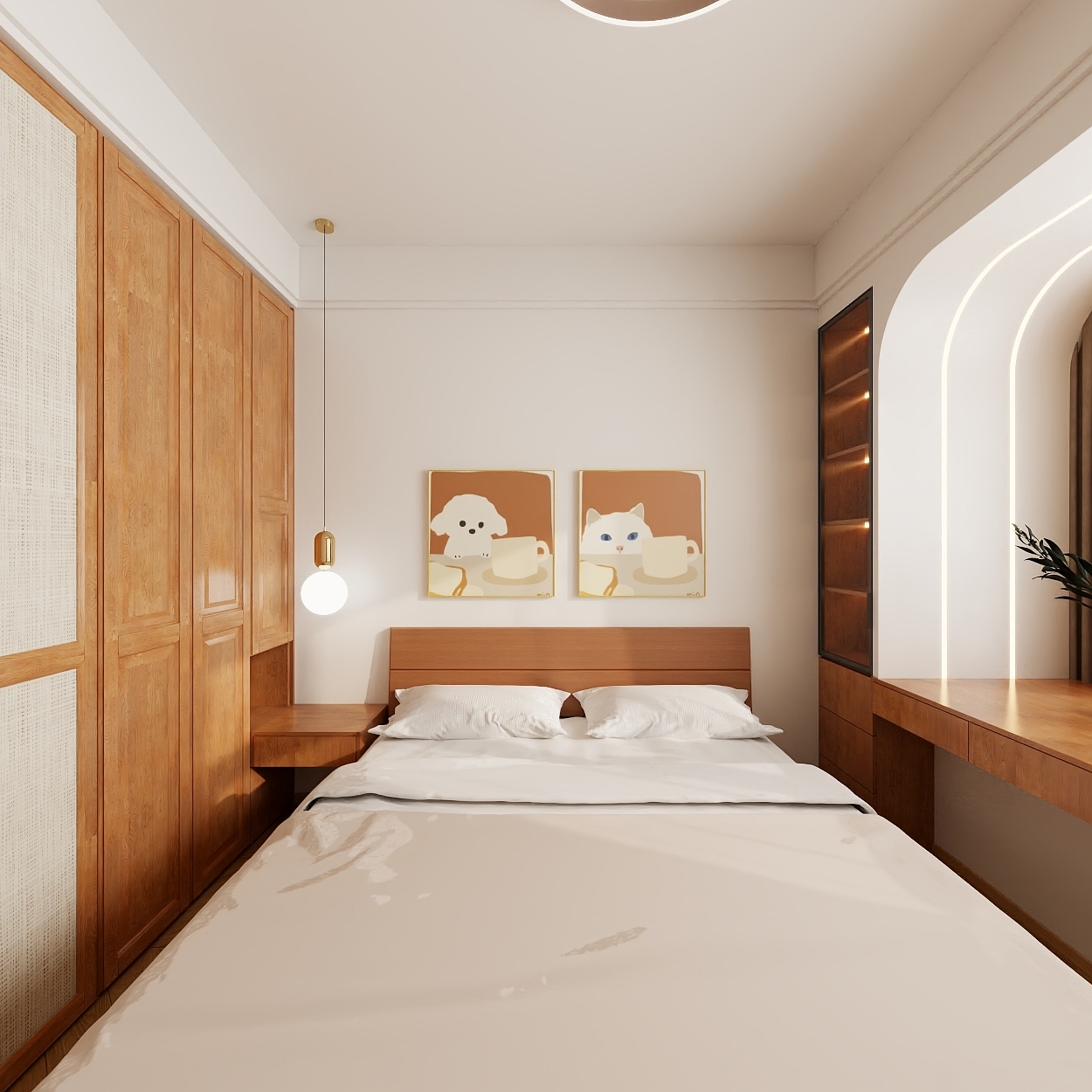 星空设计500-复古混搭102㎡3室一层主卧装修效果图第3张