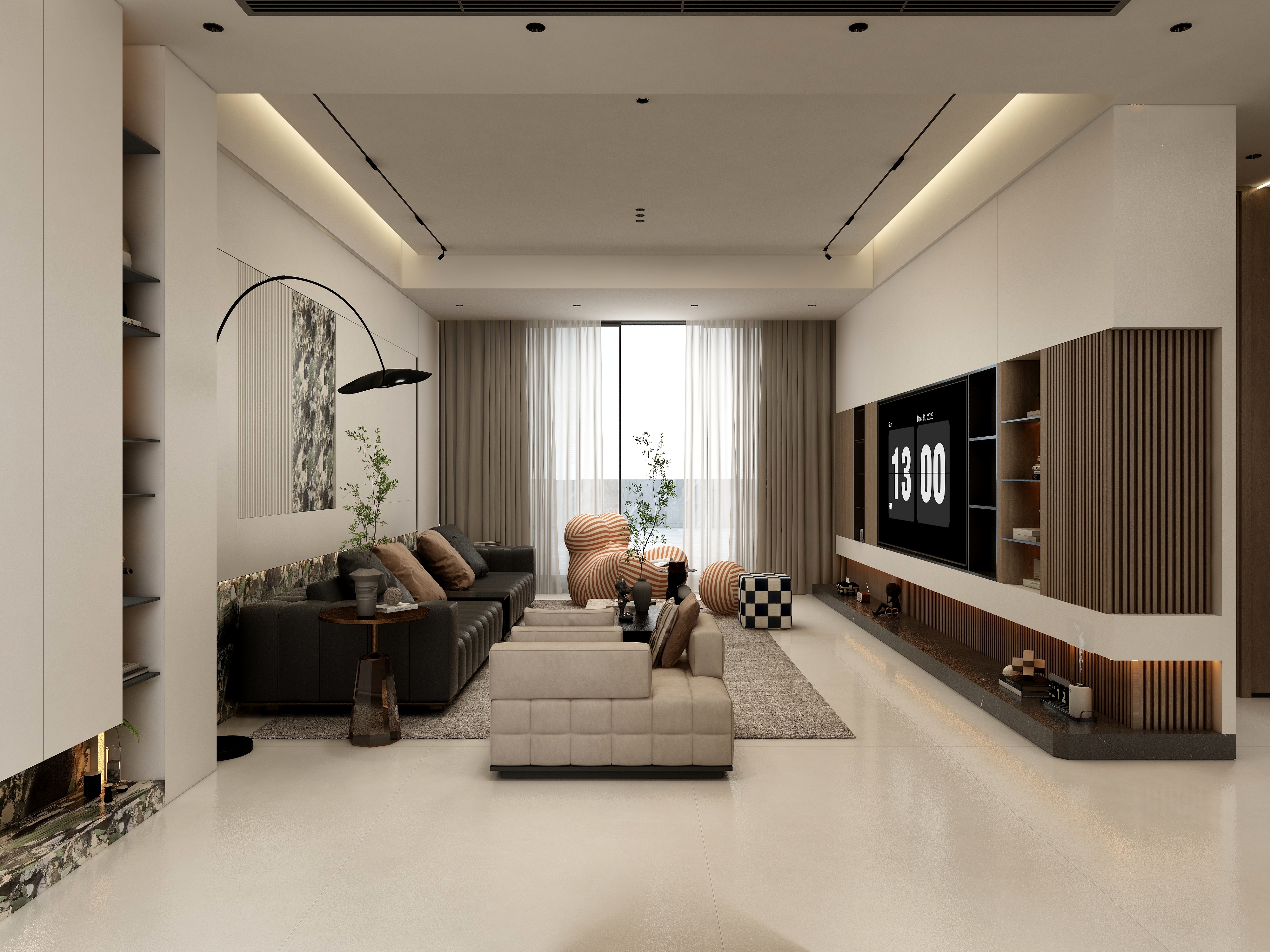 张煜强煜境设计-287平米意式轻奢别墅装修效果图