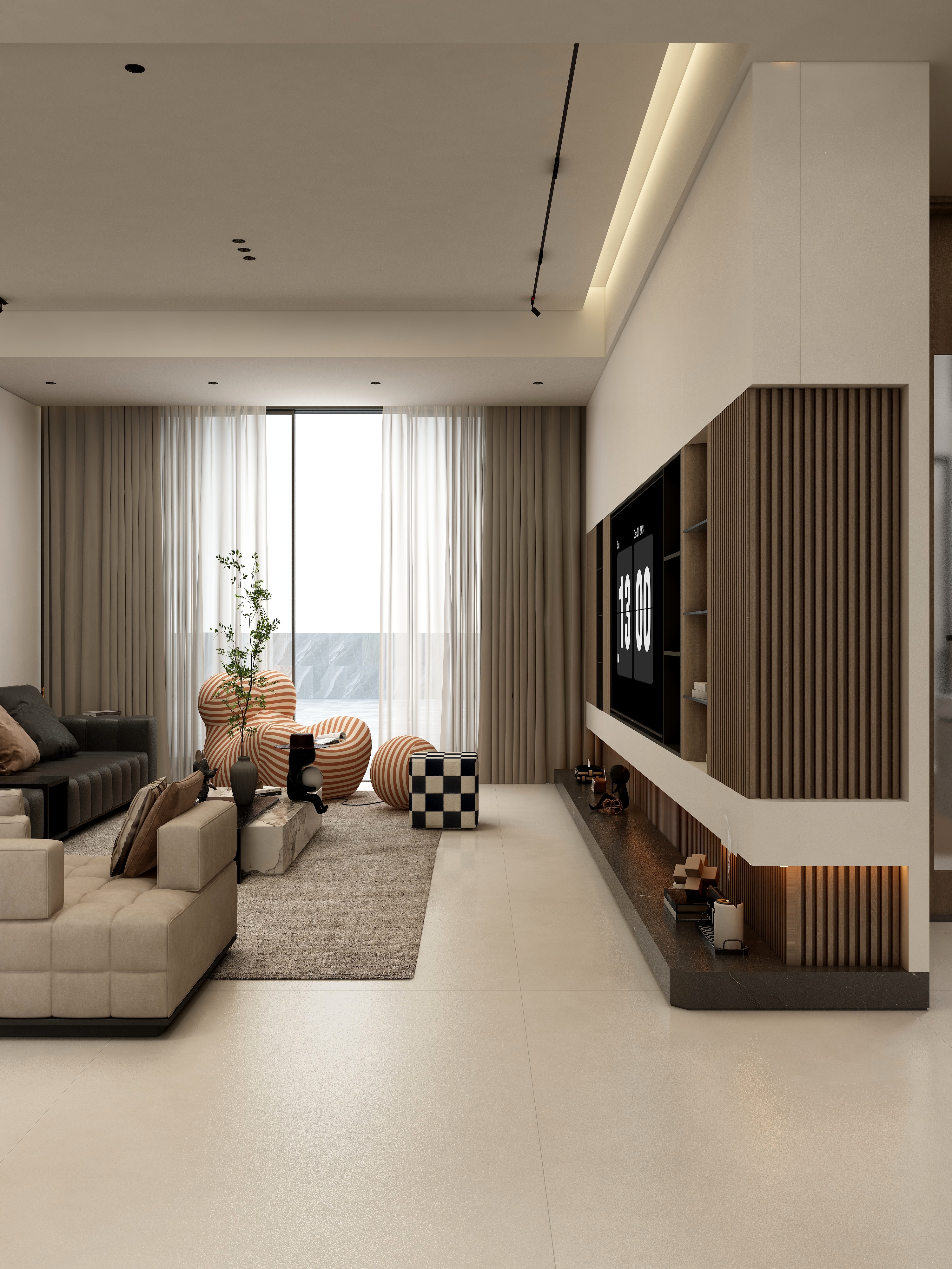 张煜强煜境设计-287平米意式轻奢别墅装修效果图