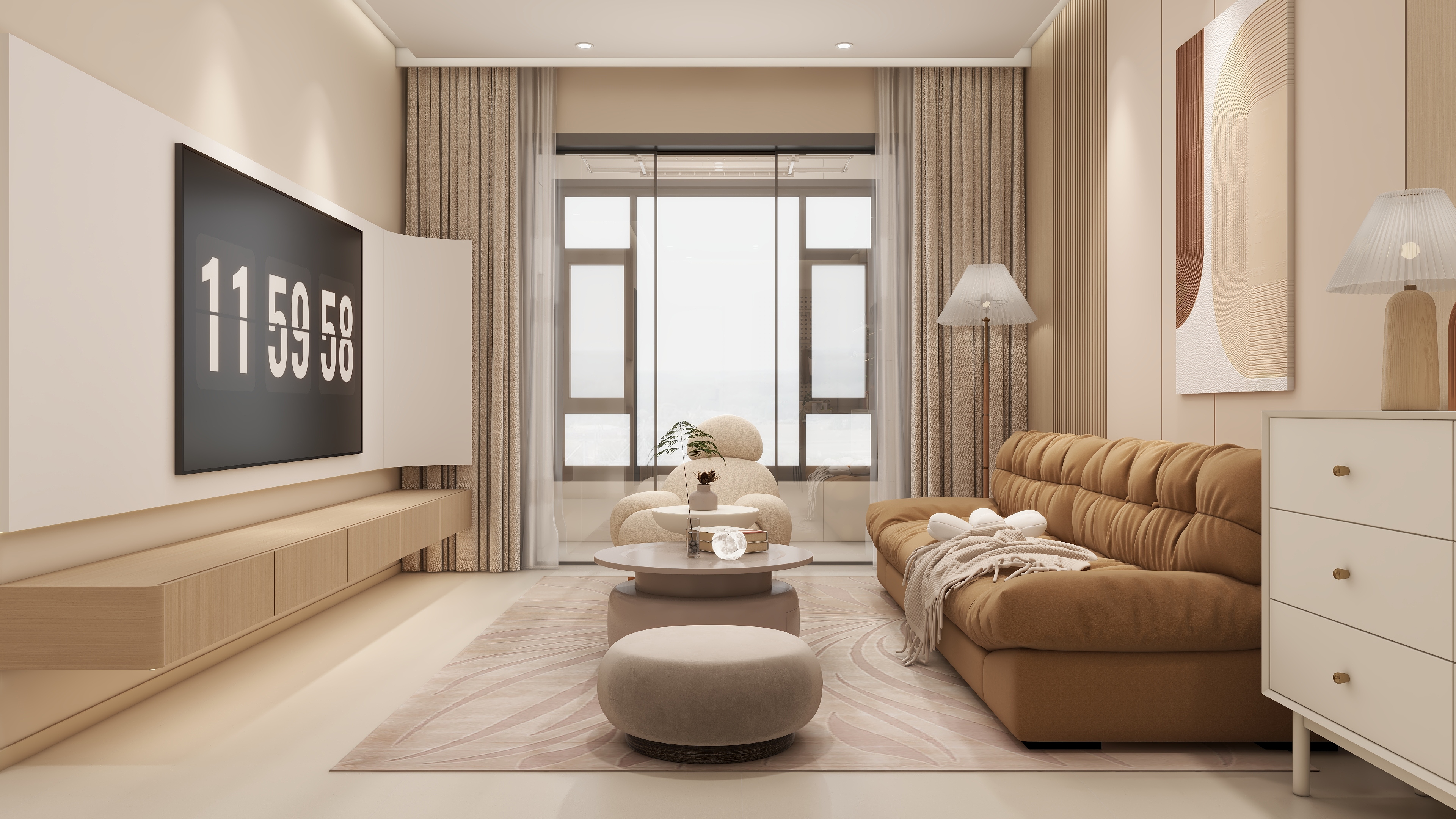 庄育霖-金水湾89平奶油风3室装修效果图