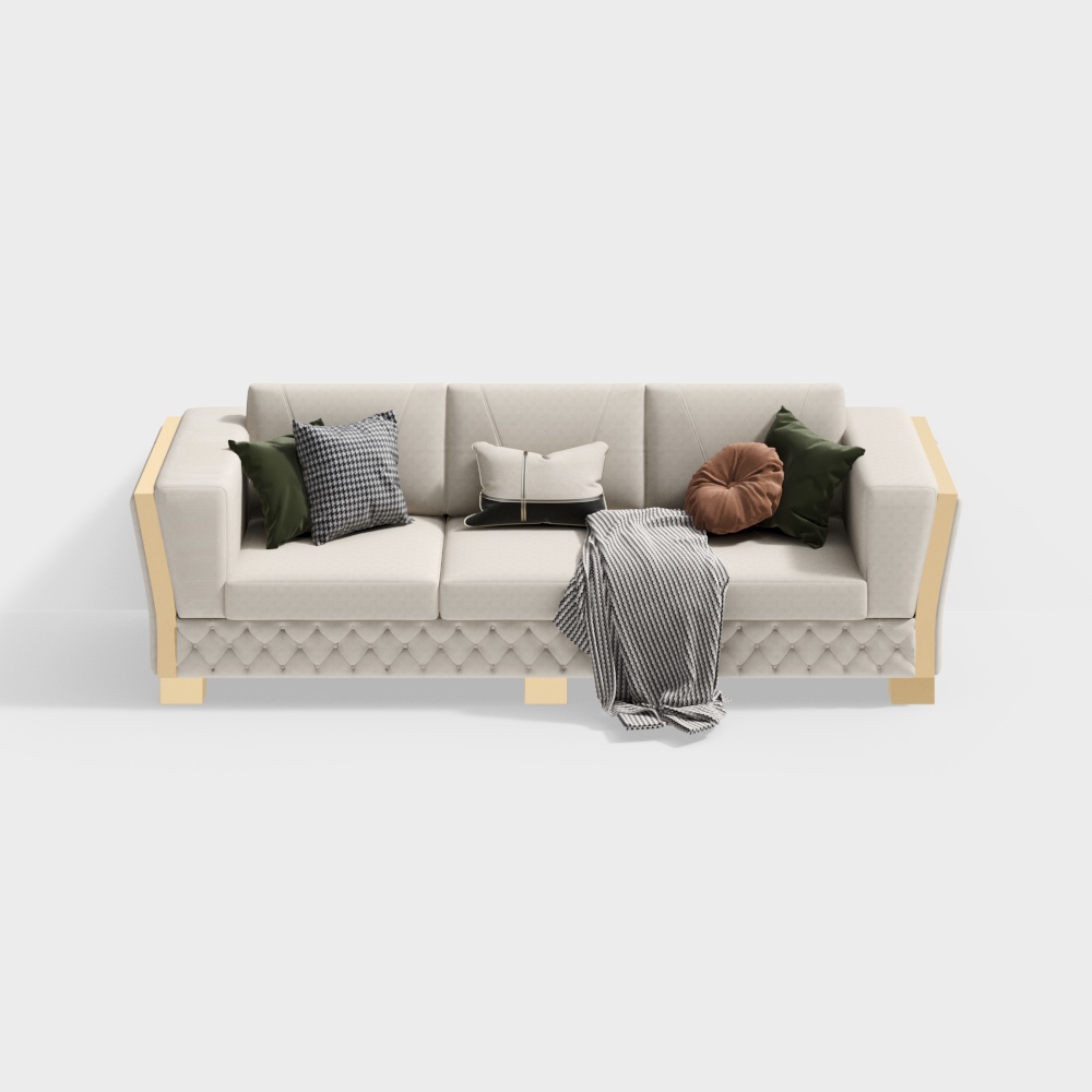 Light luxury living room multi-person sofa3D模型