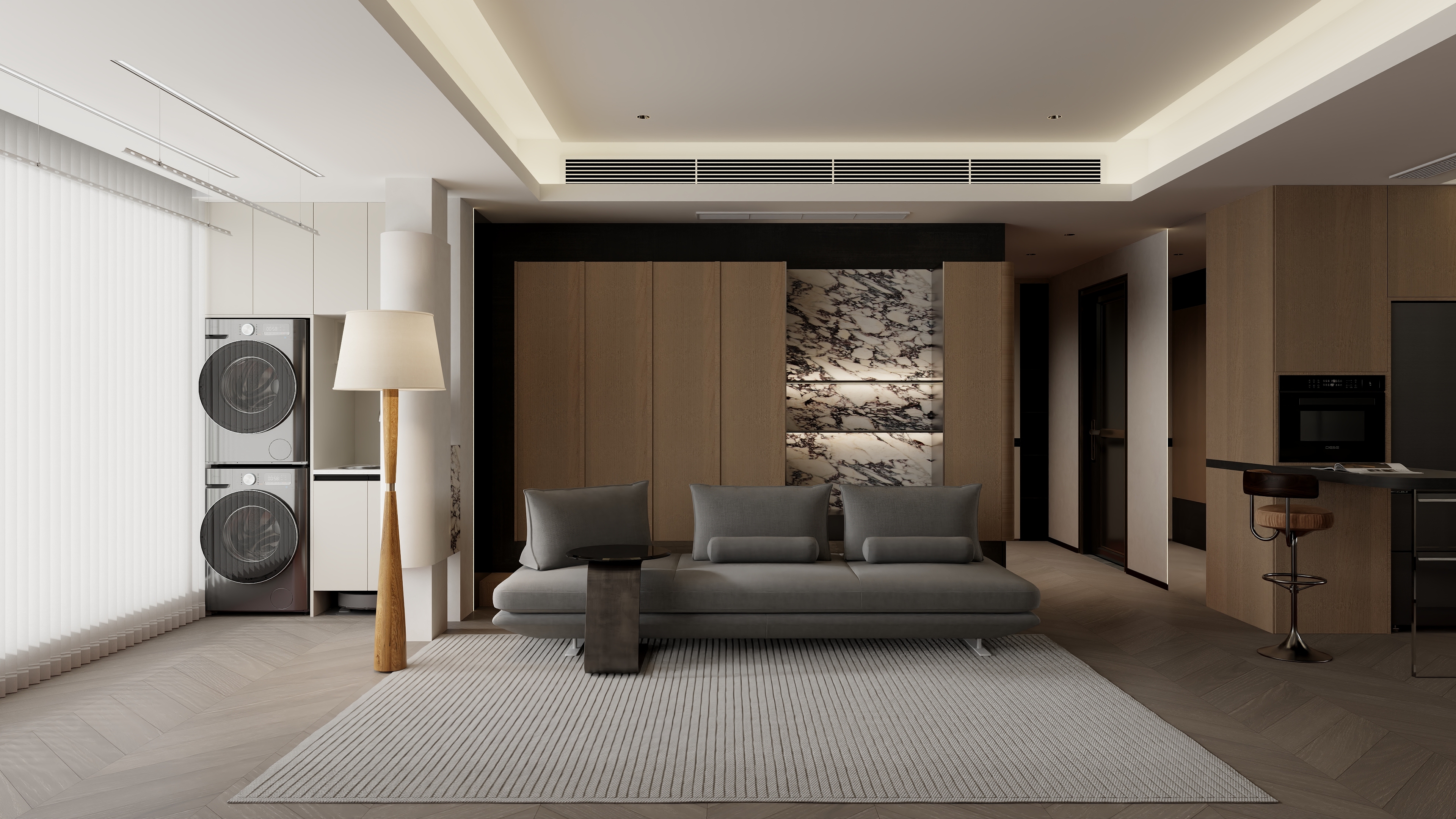 至简名设一钱春-145平意式极简两居室【何】装修效果图