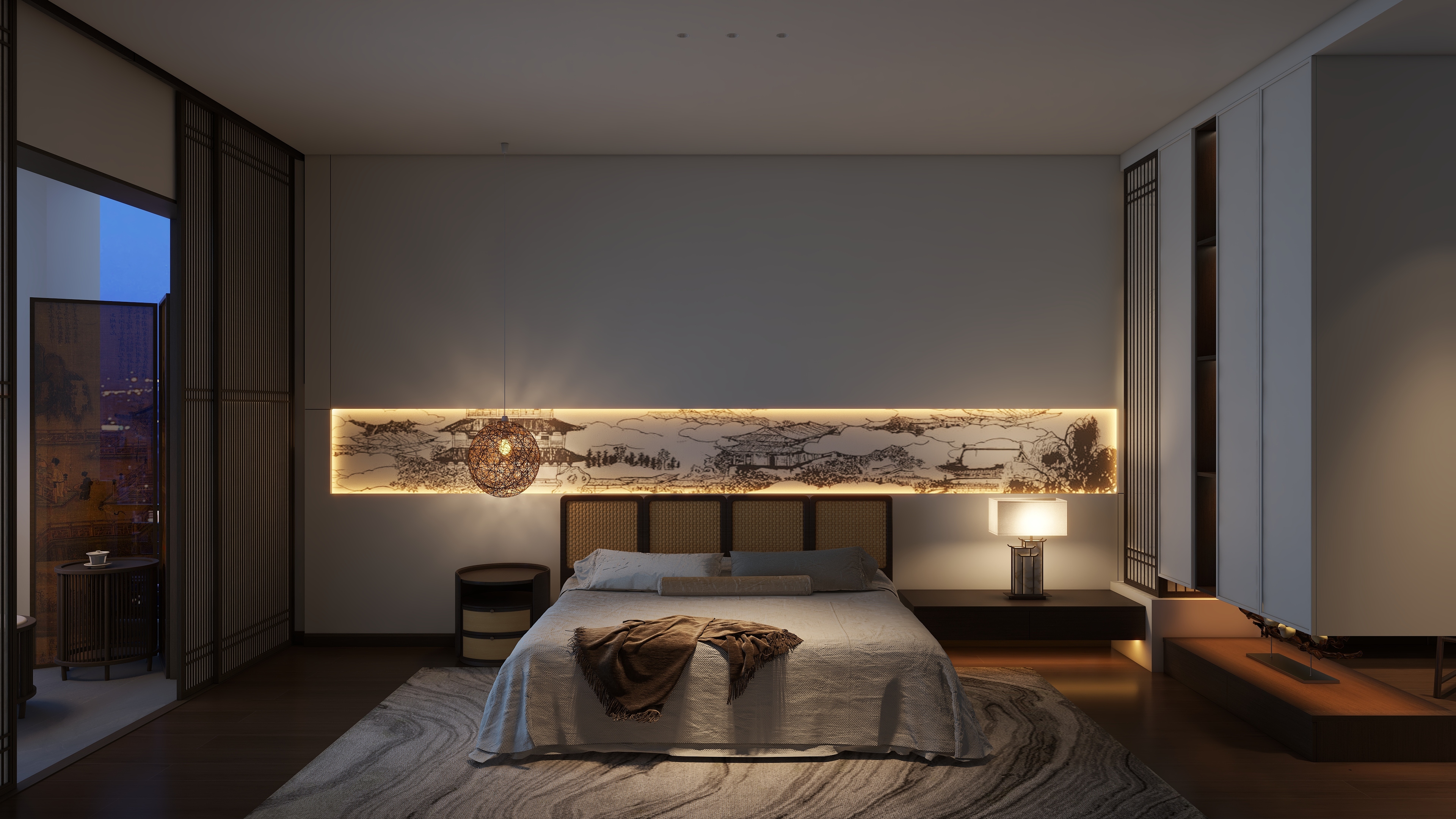 茶韵风轻-宋式美学中式李宅占地125平装修效果图