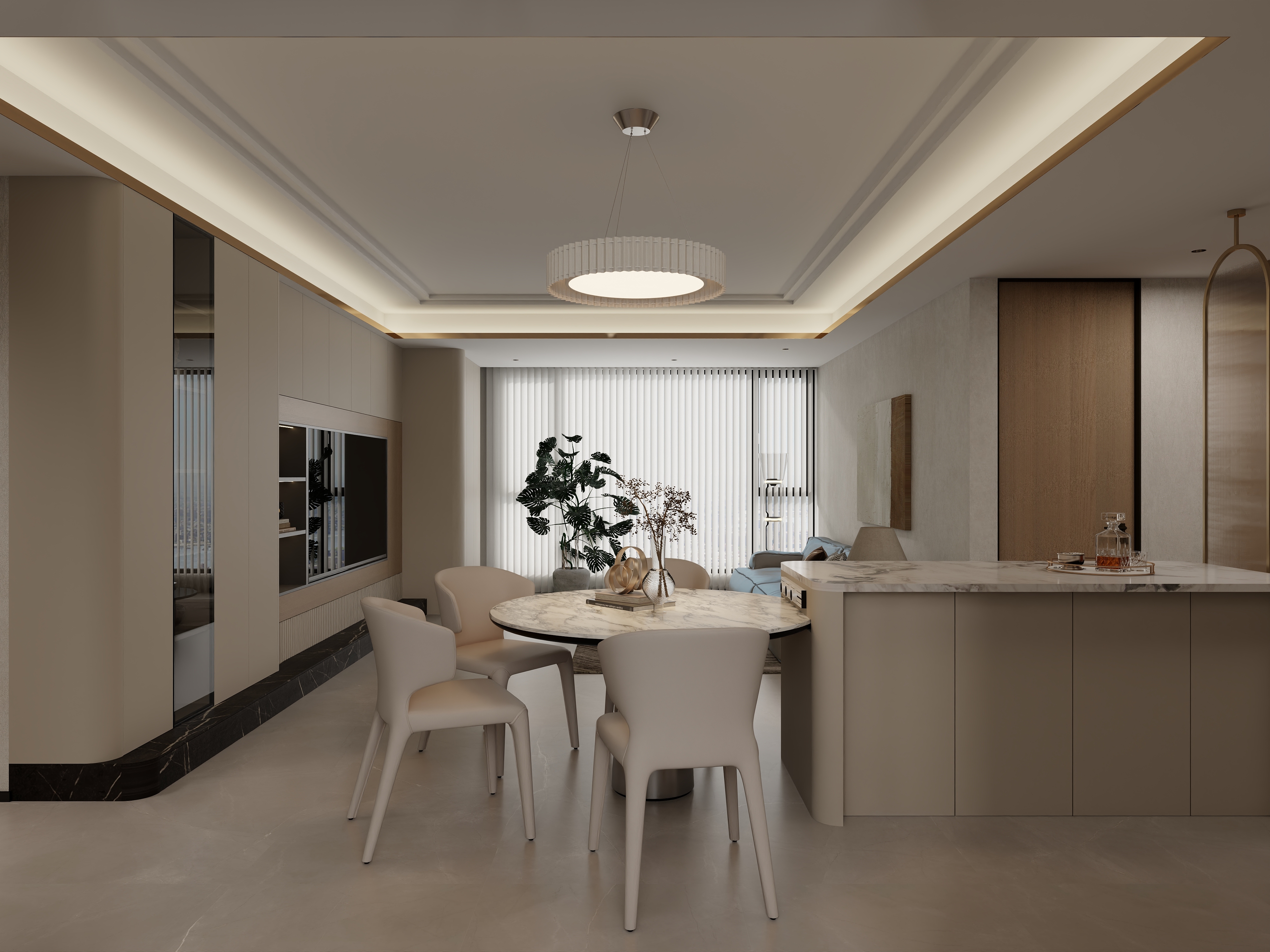 至简名设一钱春-143平现代简约三居室【何】装修效果图