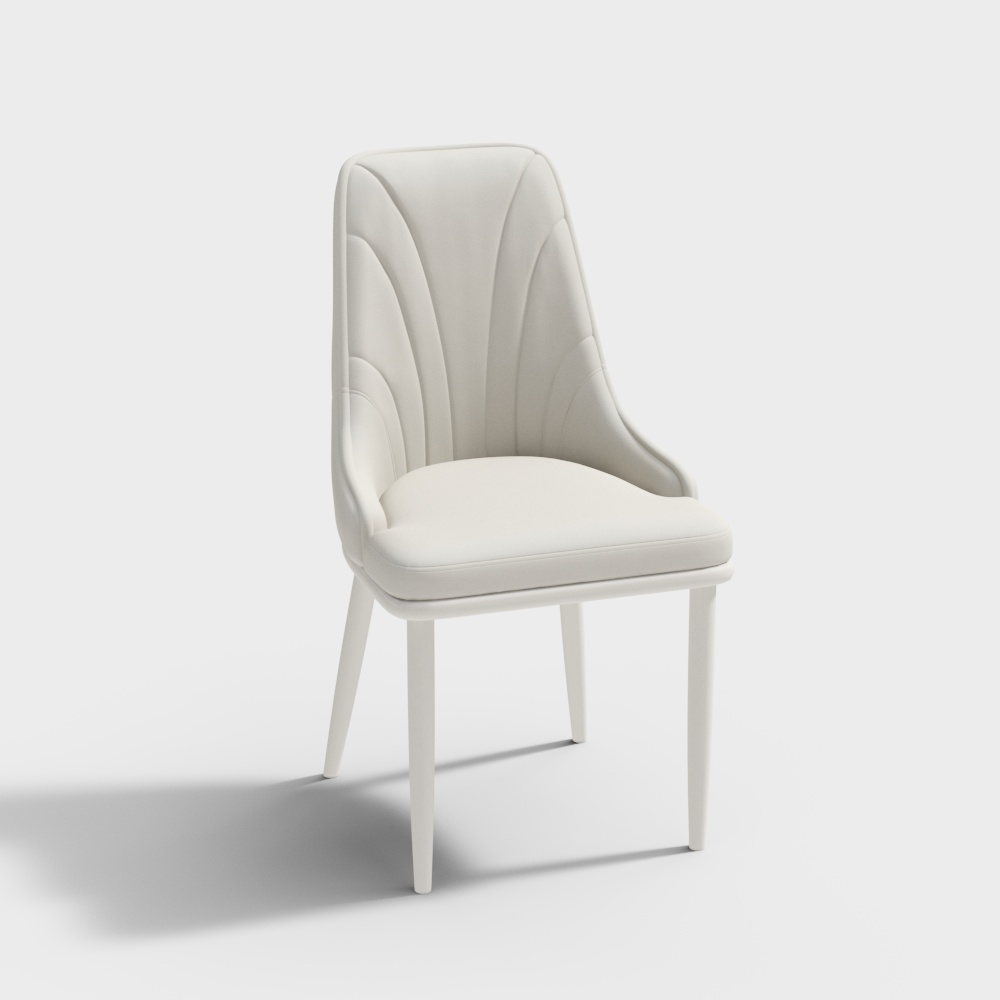 皮质金属餐椅Y153#浅灰3D模型