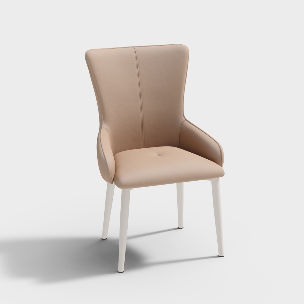皮质金属餐椅Y150#浅粉色3D模型