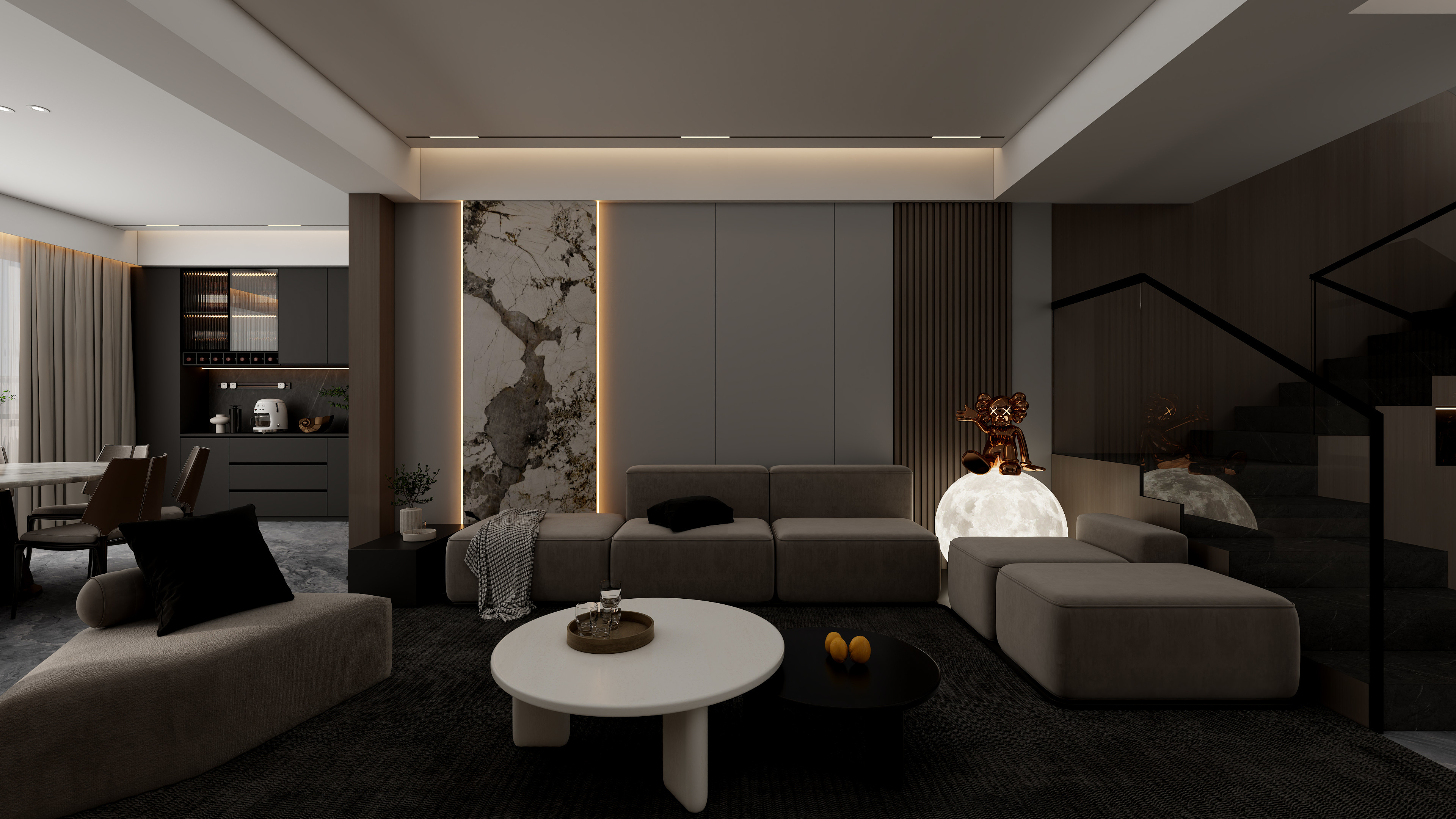 设计师丨胡月平-意式轻奢-三层别墅四室-装修设计方案